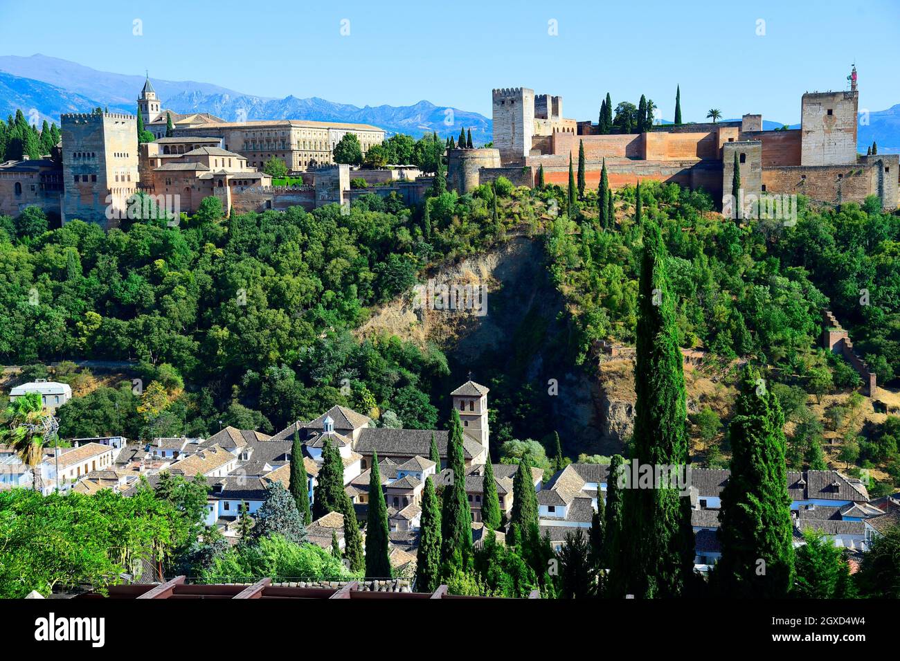 Alhambra von Granada, Alhambra Festung und Albaicin Viertel,Andalusien,Spanien. Stockfoto