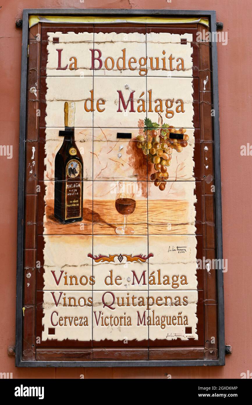 Keramikfliesen in Malaga, Andalusien, Spanien. Stockfoto