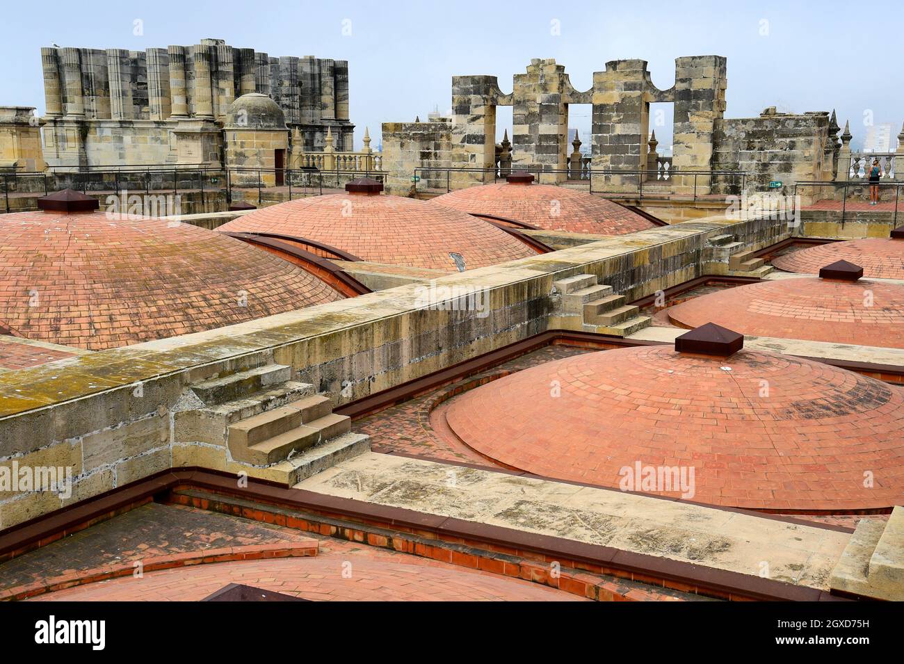 Das Dach oder die Kuppeln der Kathedrale der Heiligen Menschwerdung von Malaga, Andalusien, Spanien. Stockfoto