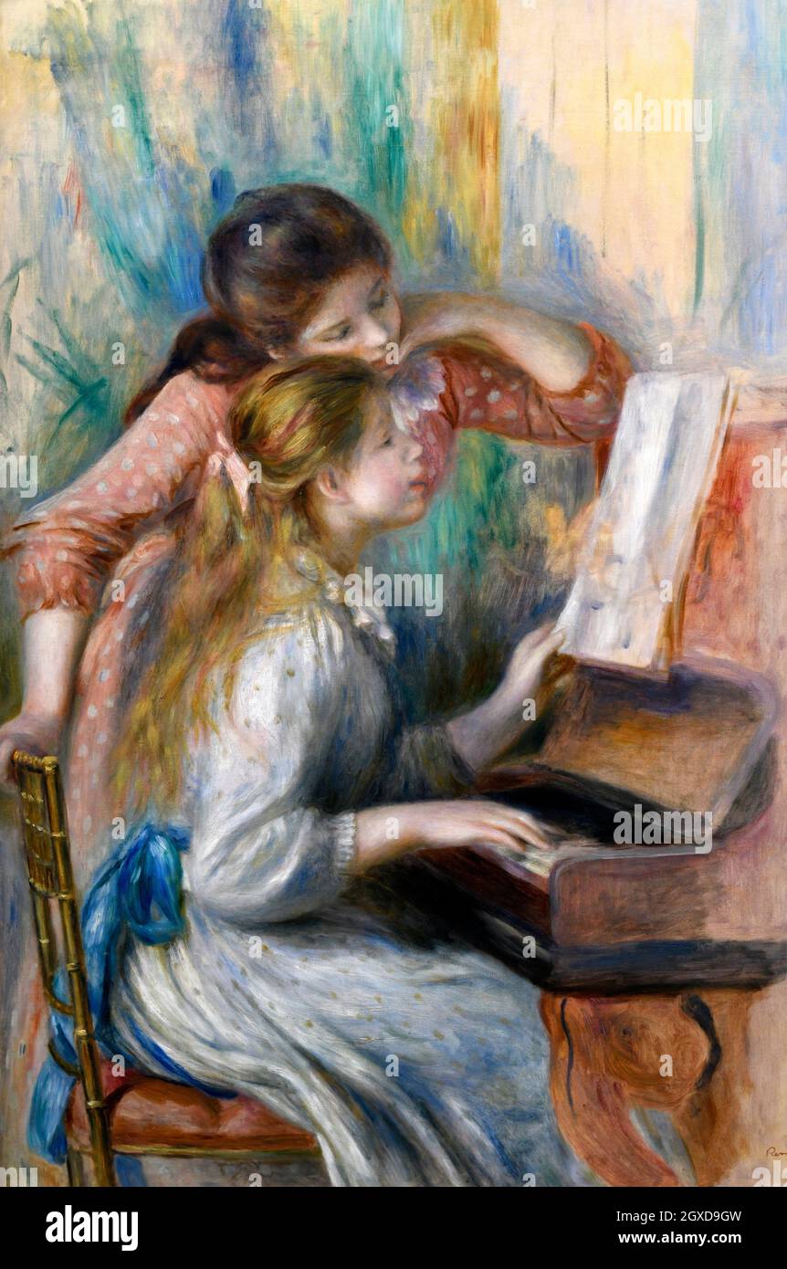 Junge Mädchen am Klavier Pierre-Auguste Renoir. Stockfoto