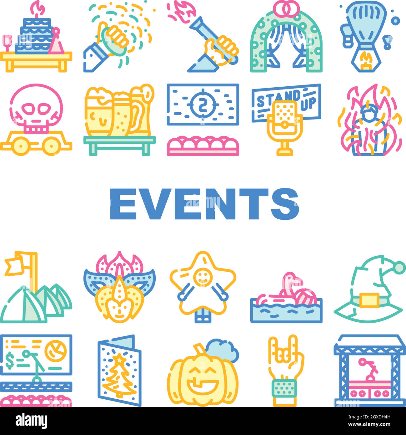 Events Und Festival Collection Icons Set Vector Stock Vektor