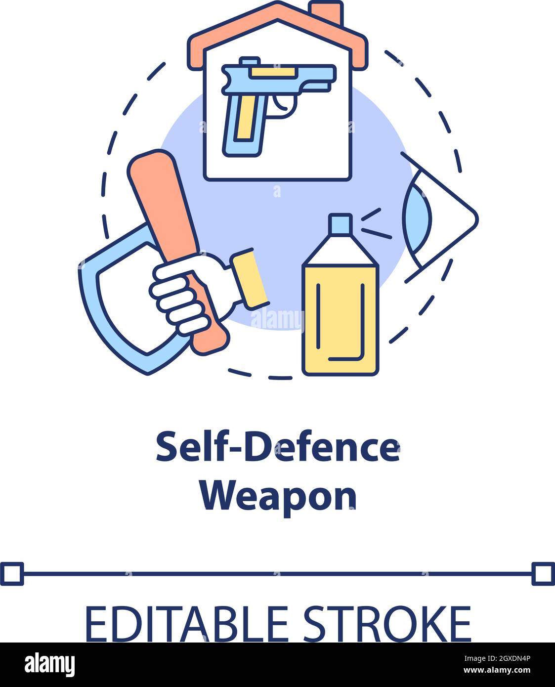 Symbol für das Konzept der Selbstverteidigungswaffe Stock Vektor
