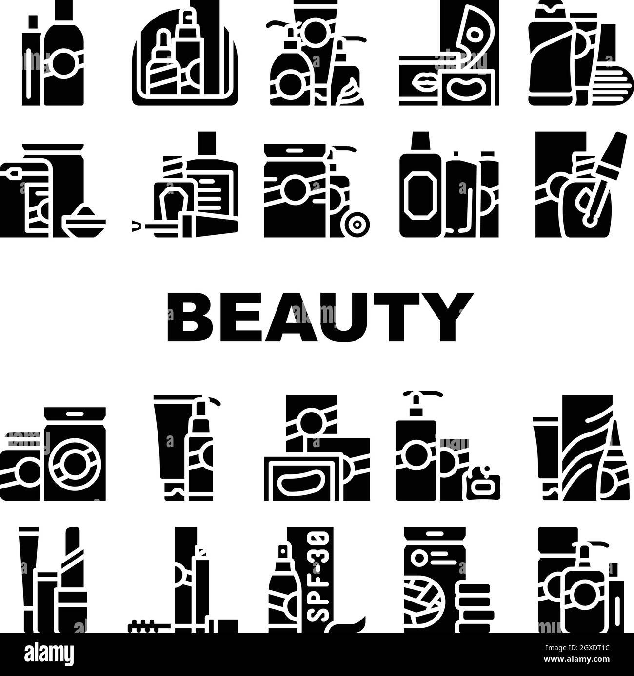 Beauty Produkte Make-Up Kollektion Icons Set Vektor Stock Vektor