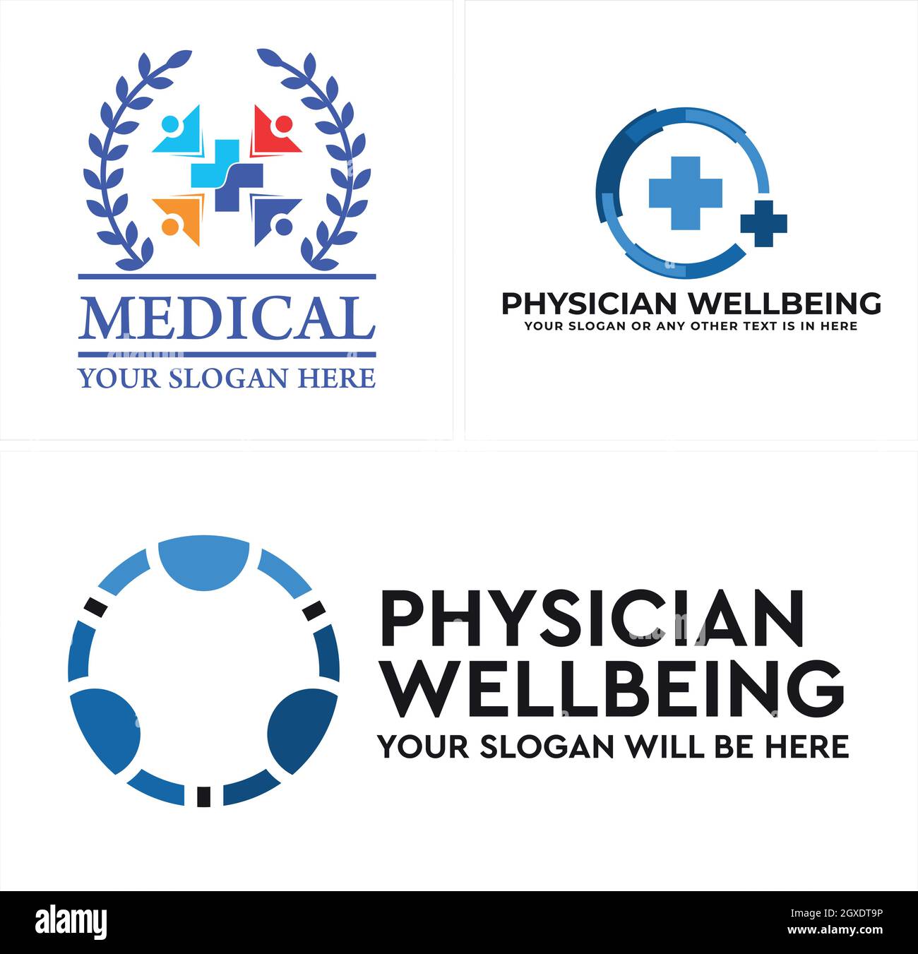 Set von Medical Health Cross Wellbeing Logo-Design Stock Vektor