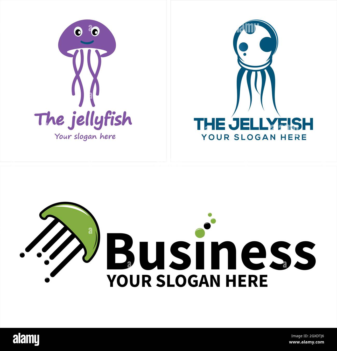 Set von Jellyfish Vektor-Symbol-Logo-Design Stock Vektor