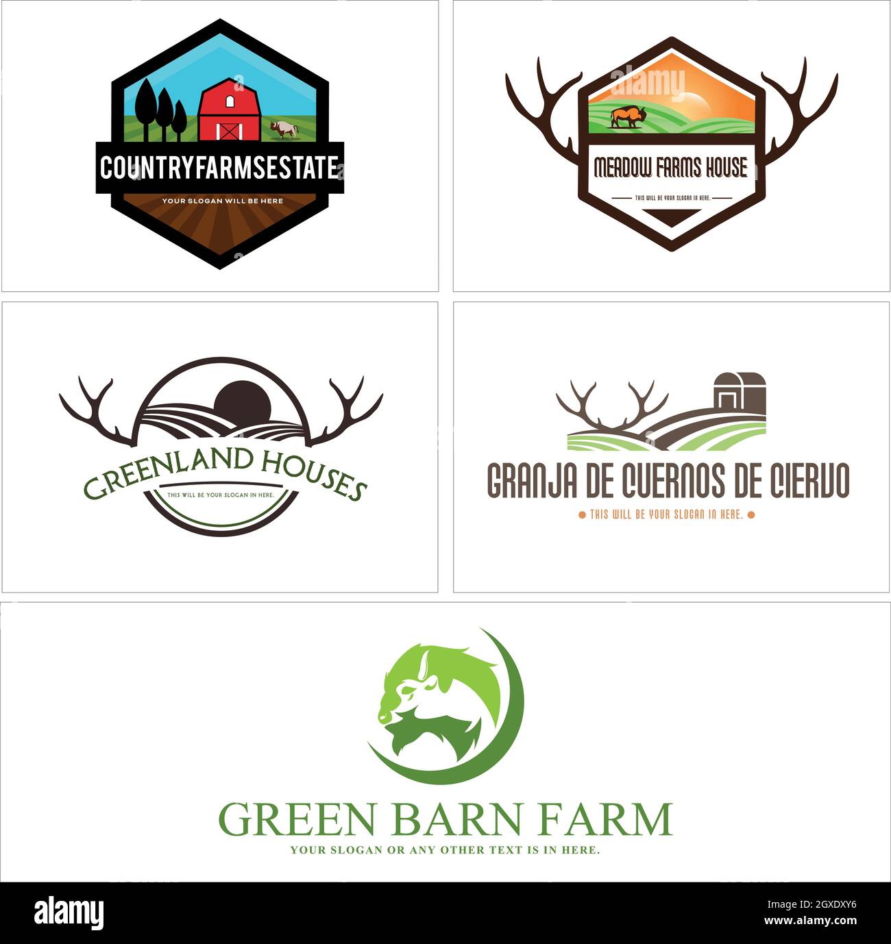 Eine Reihe von Farming Farm House Logo-Design Stock Vektor