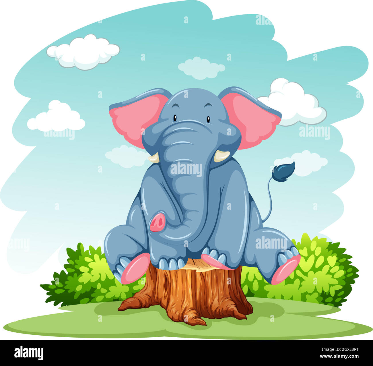 Elefant über dem Rüssel Stock Vektor