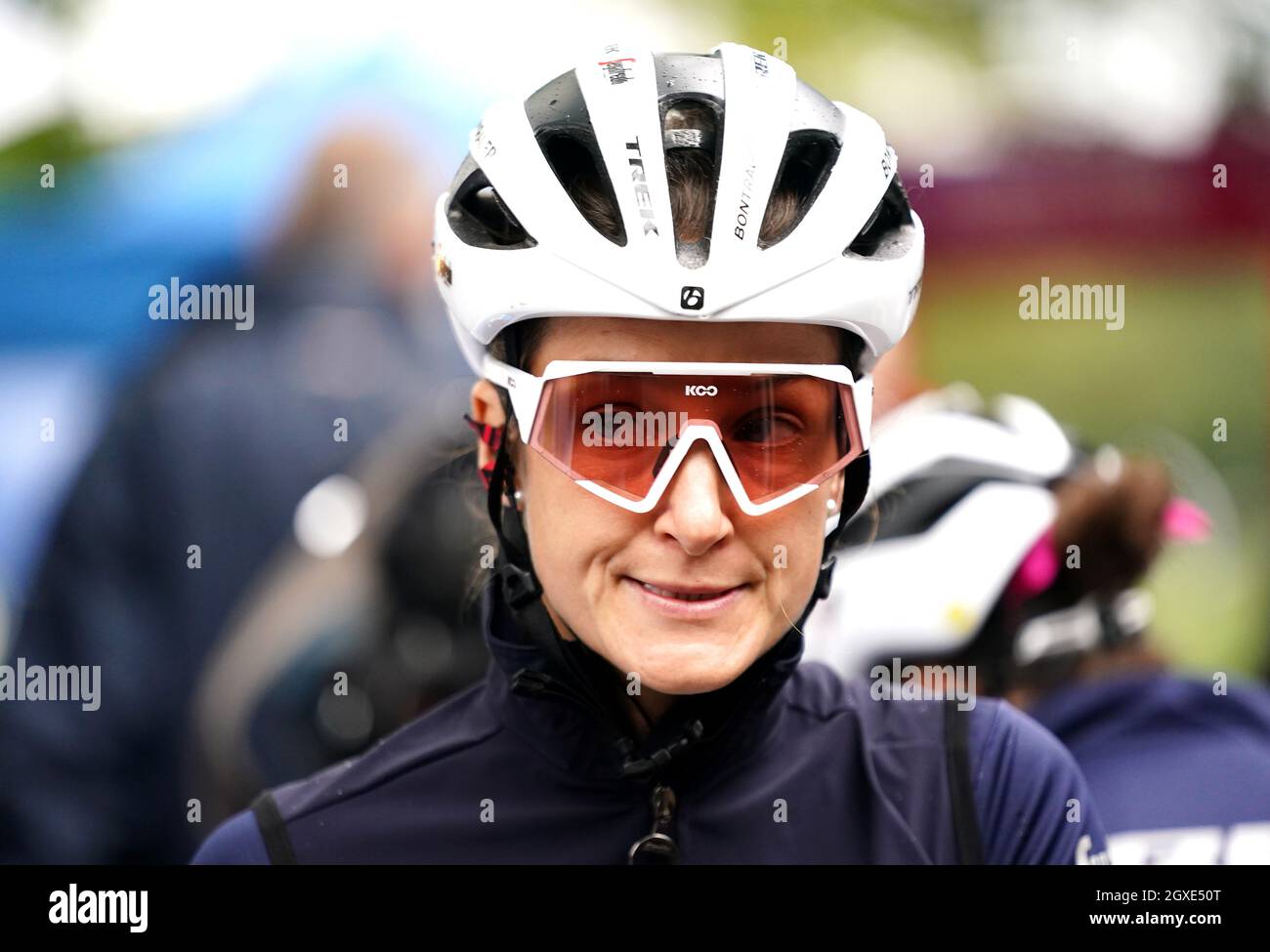 Lizzie Deignan vom Team Trek - Segafredo beim Start der zweiten Etappe der AJ Bell Women's Tour in Walsall, Großbritannien. Bilddatum: Dienstag, 5. Oktober 2021. Stockfoto