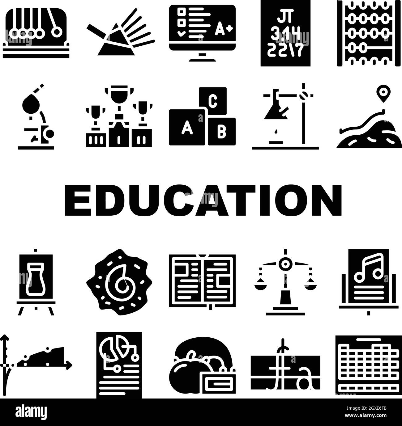 Education Science Collection Icons Set Vektor Illustrationen Stock Vektor