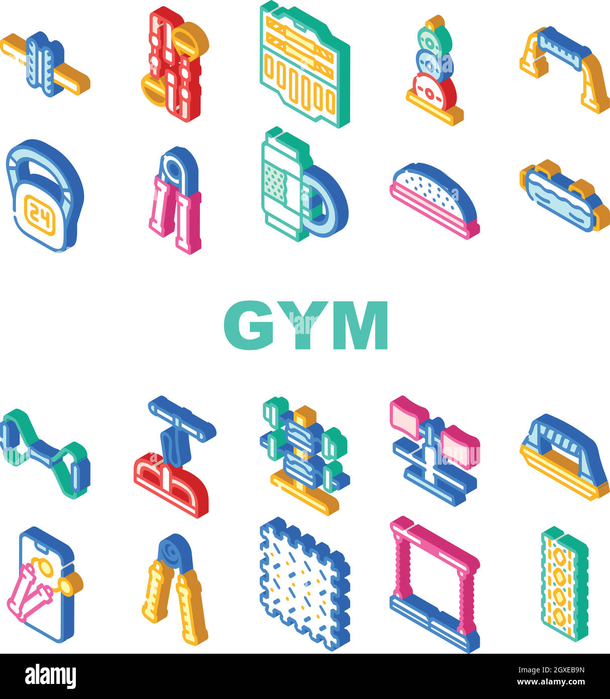 Startseite Gym Equipment Collection Icons Set Vector Stock Vektor