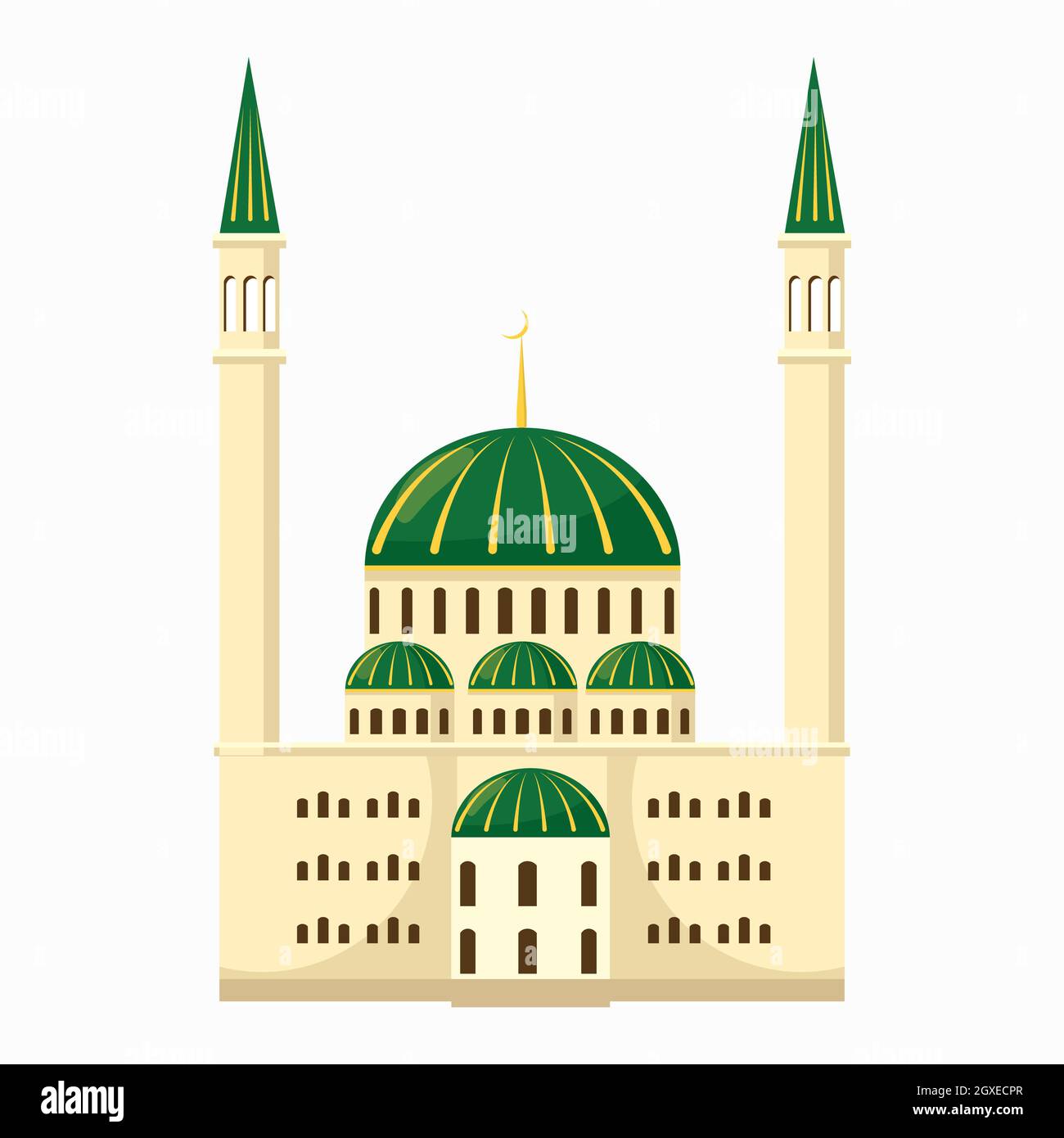 Moschee-Ikone im Cartoon-Stil isoliert auf weißem Hintergrund Stockfoto