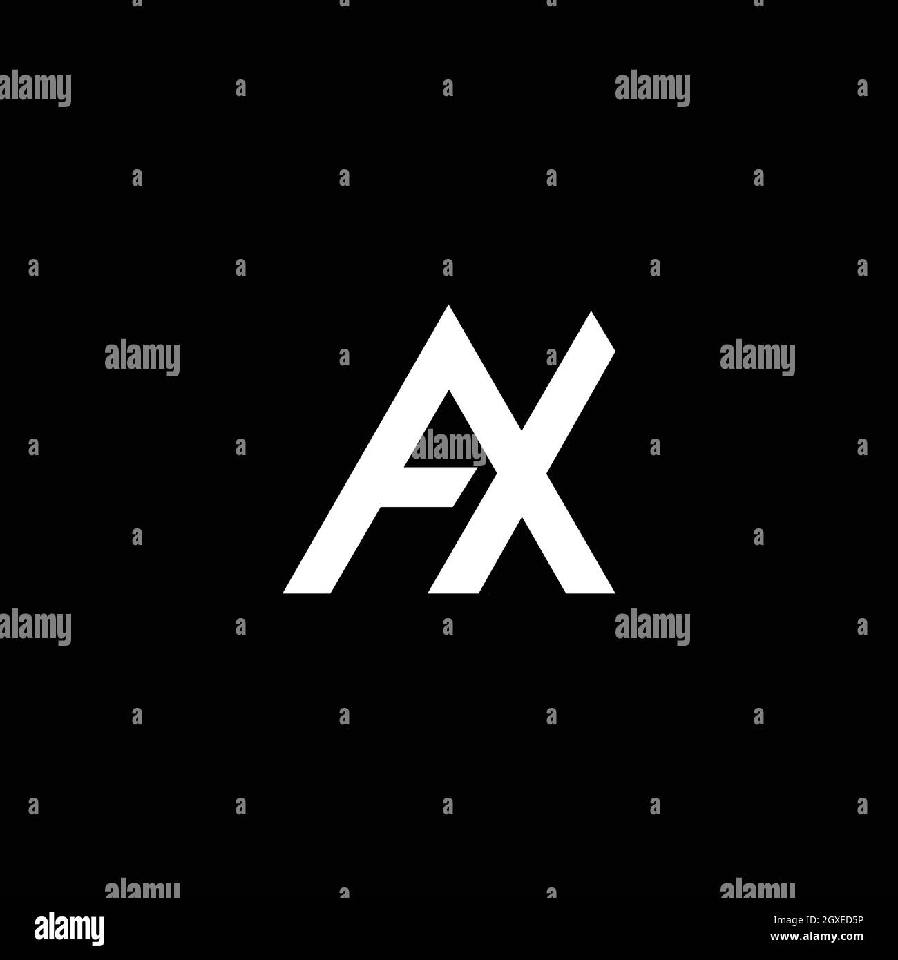 Logo AX oder XA Monogramm in Großbuchstaben, abgerundete Form, weiße Farbe auf schwarzem Hintergrund Stock Vektor