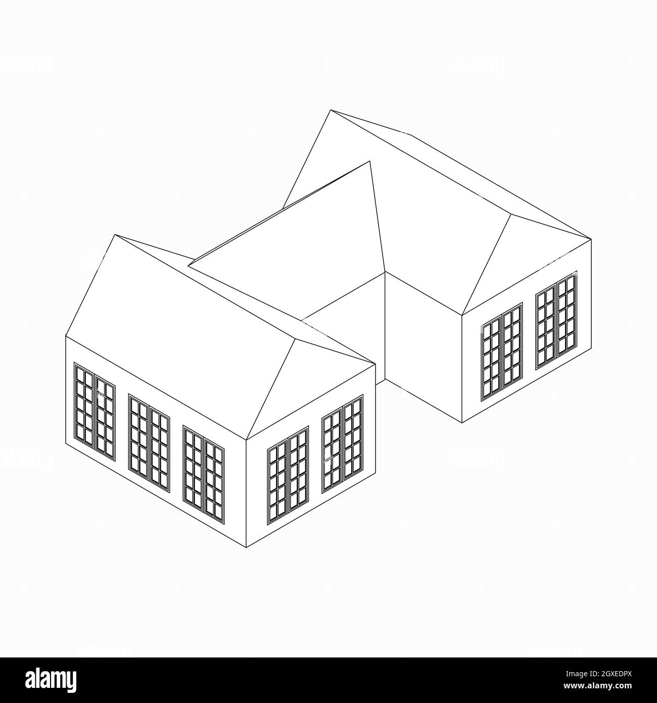 Doppelhaushälfte Symbol im isometrischen 3d-Stil isoliert auf weißem Hintergrund Stockfoto