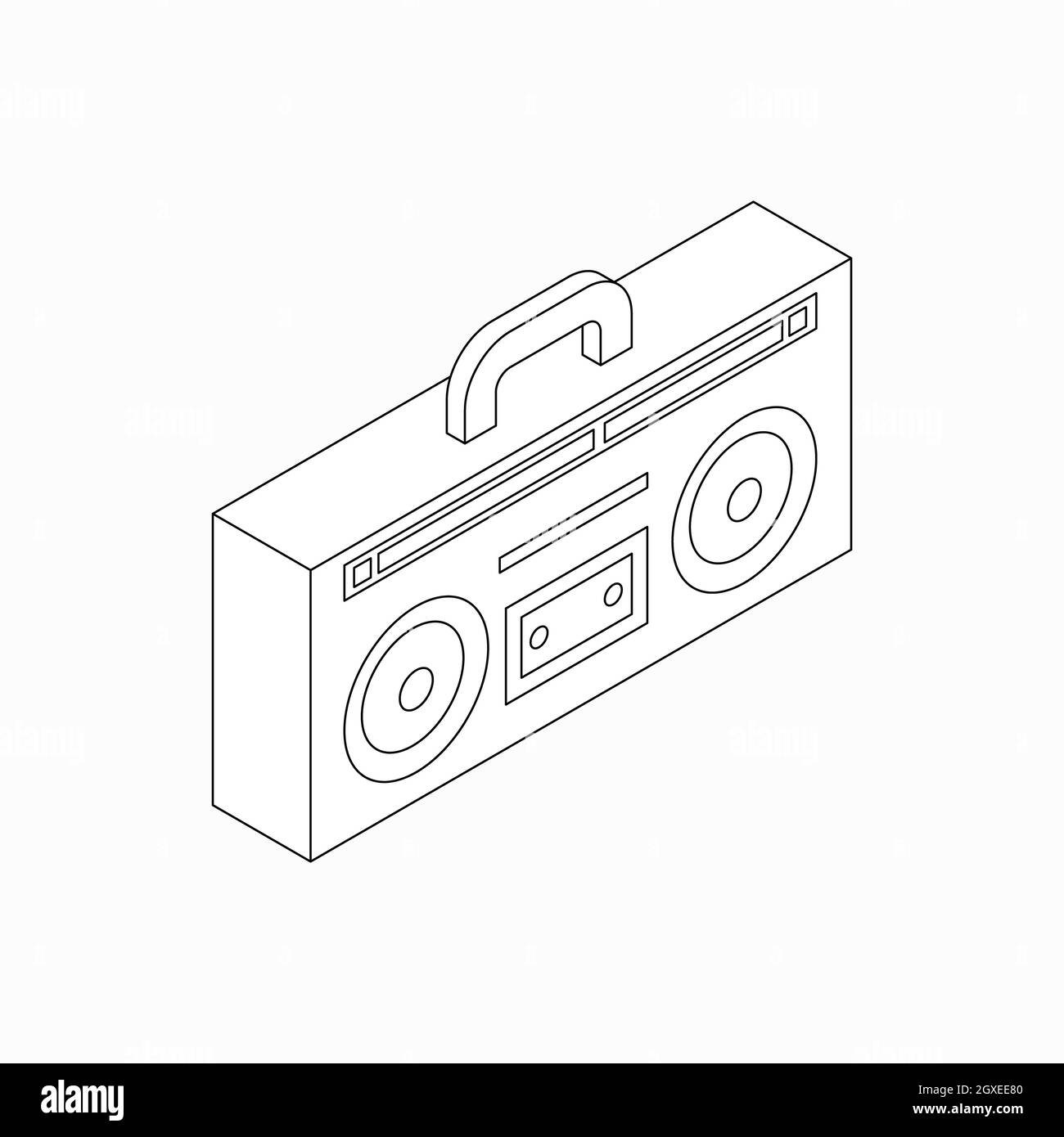 Kassettenrekorder-Symbol im isometrischen 3d-Stil isoliert auf weißem Hintergrund Stockfoto