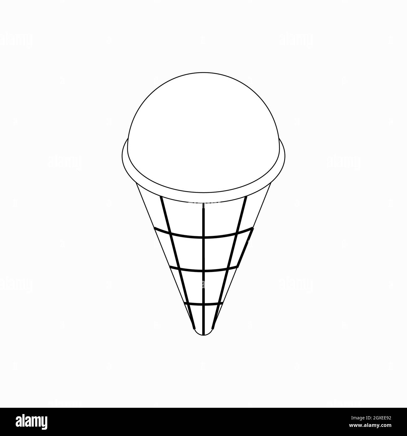 Eiscreme in einem Waffelbecher-Symbol im isometrischen 3d-Stil, isoliert auf weißem Hintergrund Stockfoto