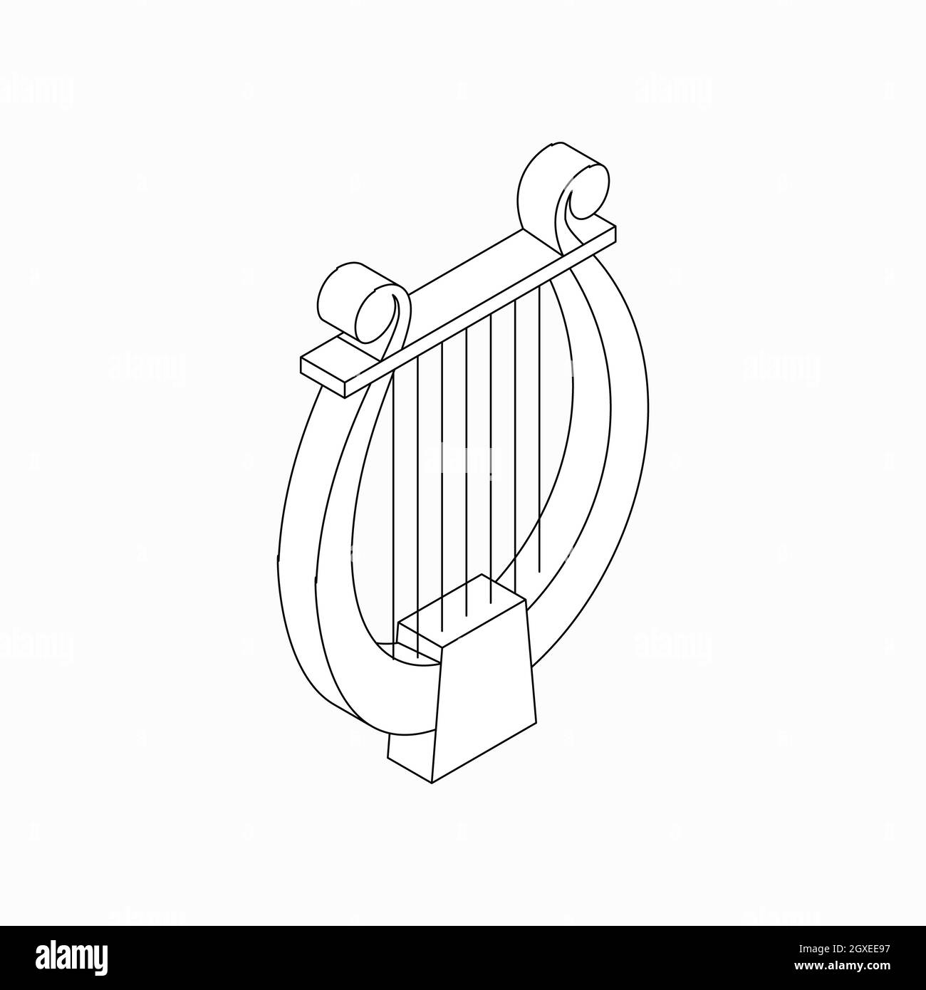Lyre-Symbol im isometrischen 3d-Stil isoliert auf weißem Hintergrund Stockfoto