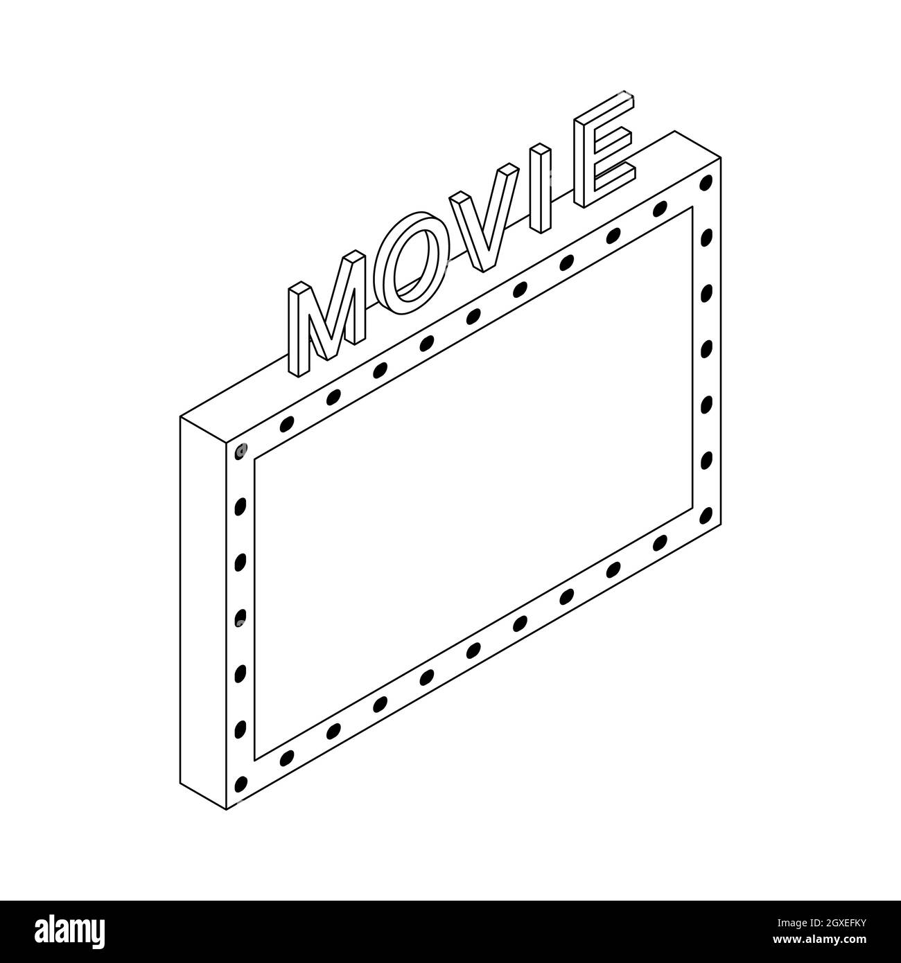 Filmsymbol im isometrischen 3d-Stil auf weißem Hintergrund Stockfoto