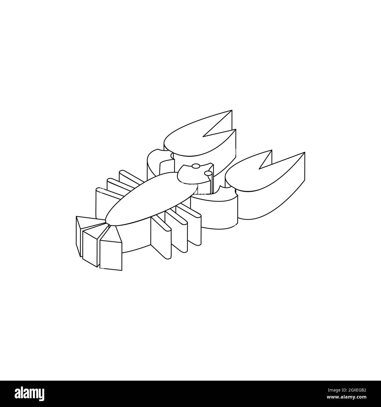 Krebs-Bier-Ikone im isometrischen 3d-Stil auf weißem Hintergrund Stockfoto