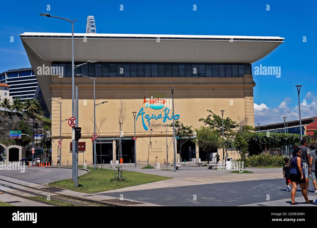 RIO DE JANEIRO, BRASILIEN - 30. DEZEMBER 2019: Rio de Janeiro Sea Aquarium Fassade (Aquario), das größte Aquarium in Südamerika Stockfoto