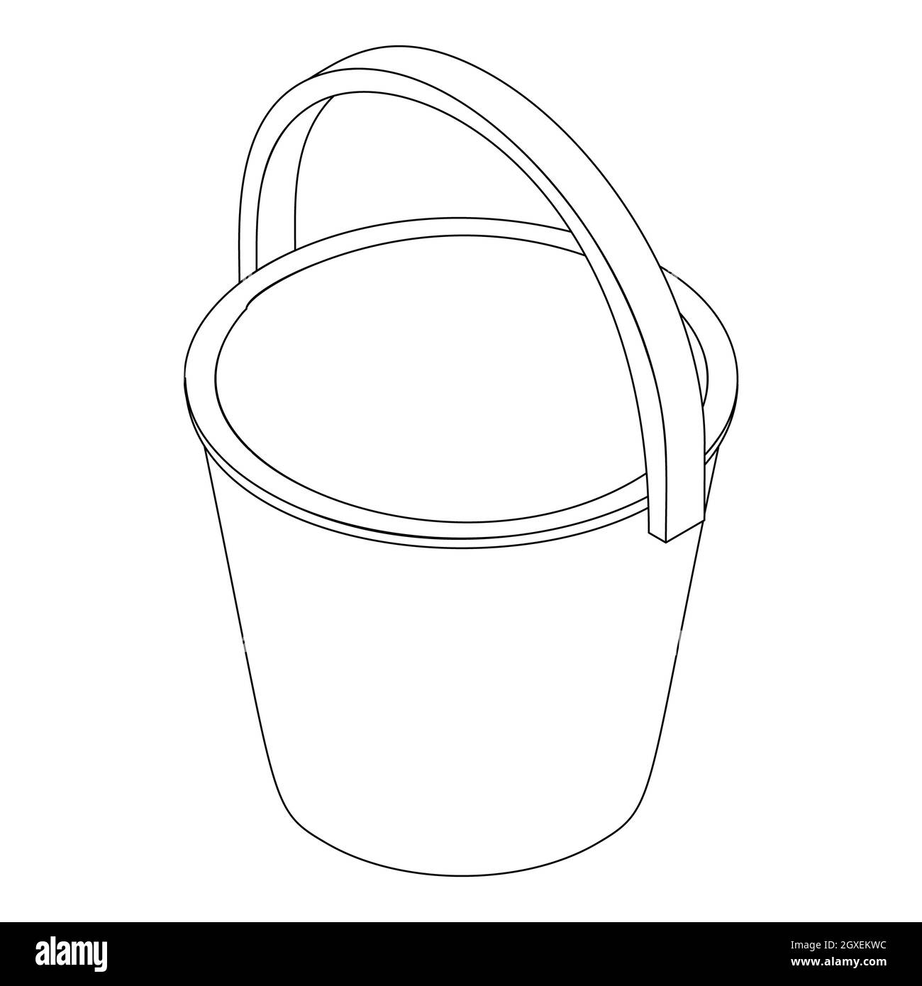 Bucket-Symbol im isometrischen 3d-Stil, isoliert auf weißem Hintergrund. Hausarbeit Stockfoto