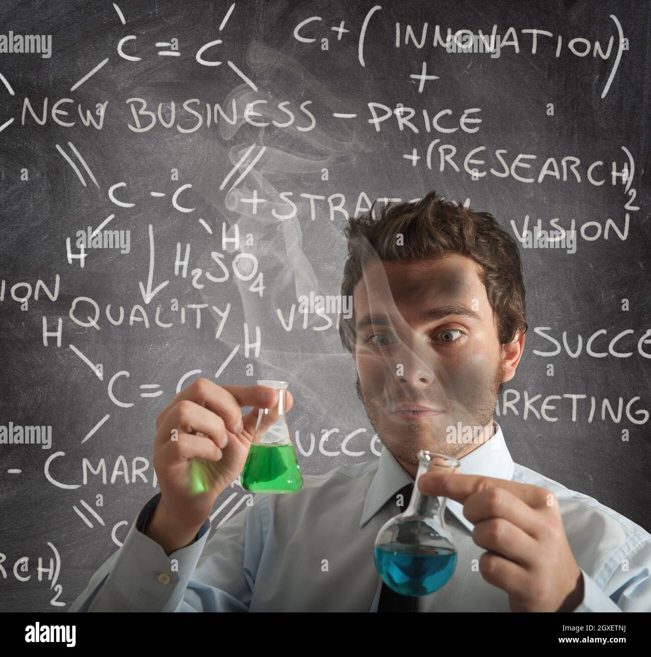 Neue chemische Formel für neue Geschäfte Stockfoto