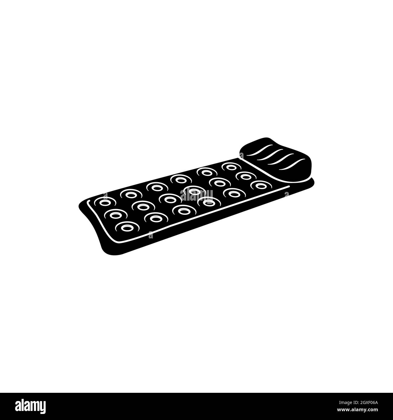 Aufblasbare Matratze für Schwimmen Symbol in einfachen Stil isoliert auf weißem Hintergrund. Ausrüstung für Schwimmen Symbol Stockfoto