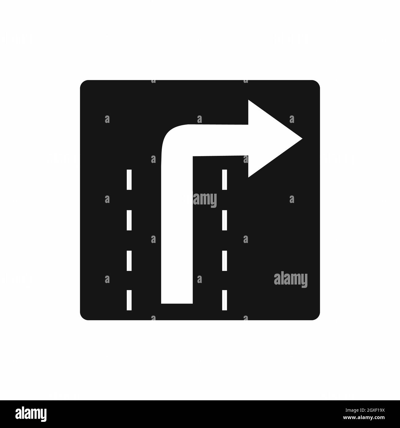 Biegen Sie rechts Verkehrsschild Symbol in einem einfachen Stil auf weißem Hintergrund Stockfoto