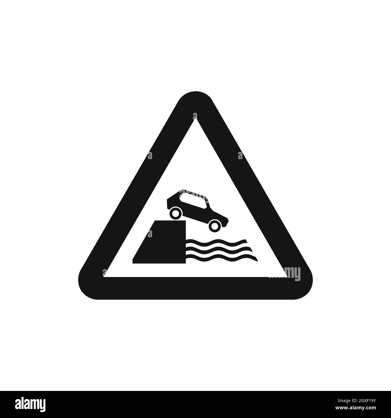 Riverbank traffic sign Symbol in einem einfachen Stil auf weißem Hintergrund Stockfoto