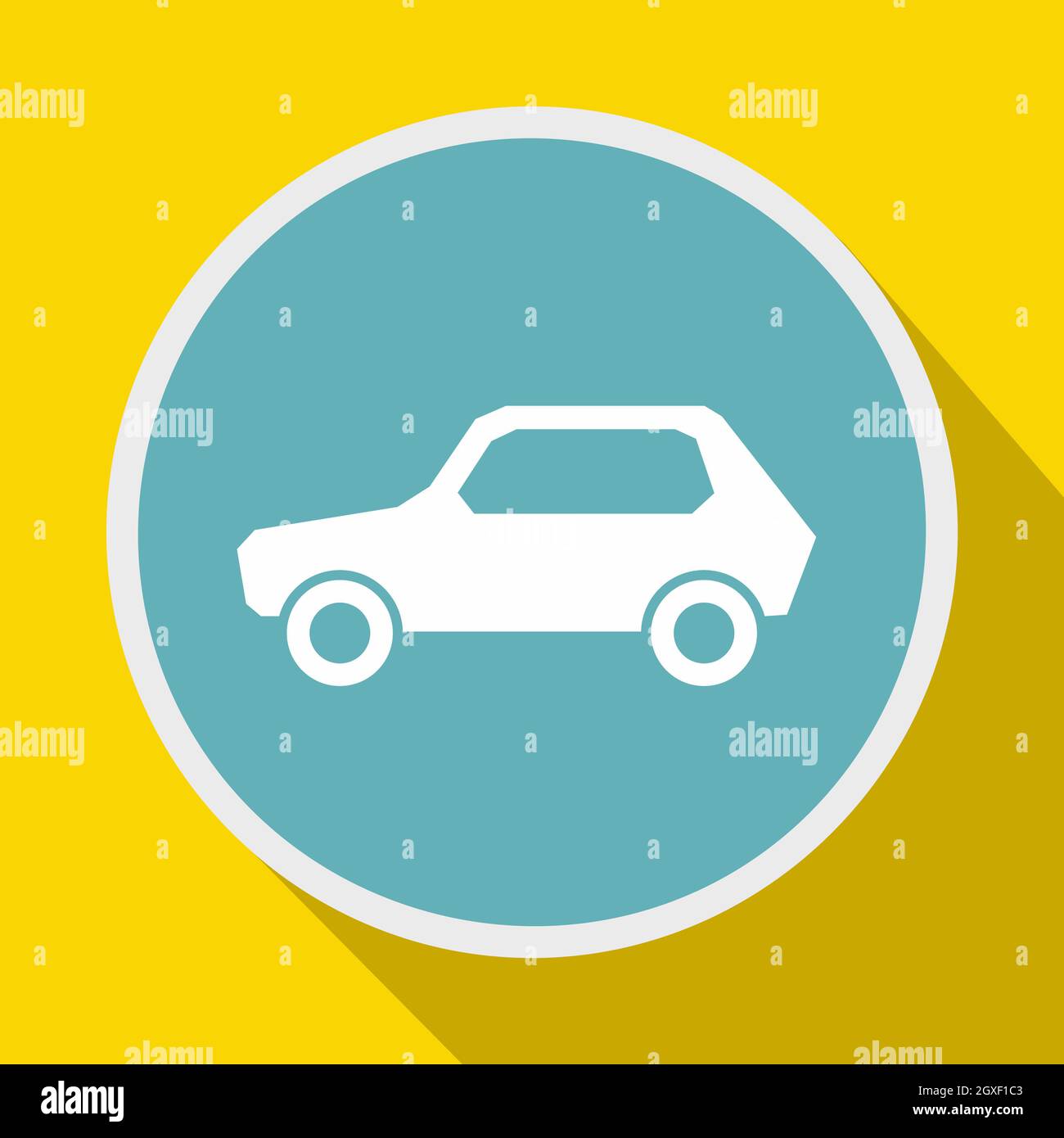 Nur Kraftfahrzeuge dürfen Straßenschild-Symbol in flachem Stil auf gelbem Hintergrund Stockfoto