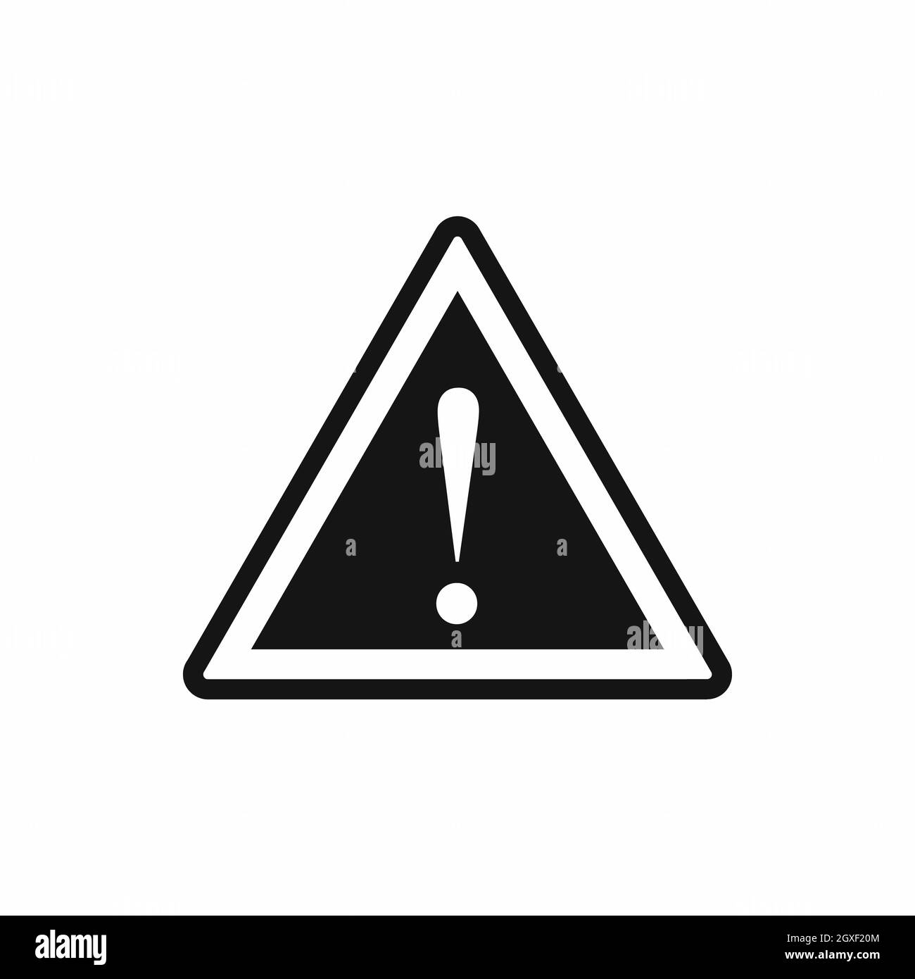 Warnblinker Warnhinweis mit Ausrufezeichen-Symbol in einfacher Ausführung, isoliert auf weißem Hintergrund Stockfoto