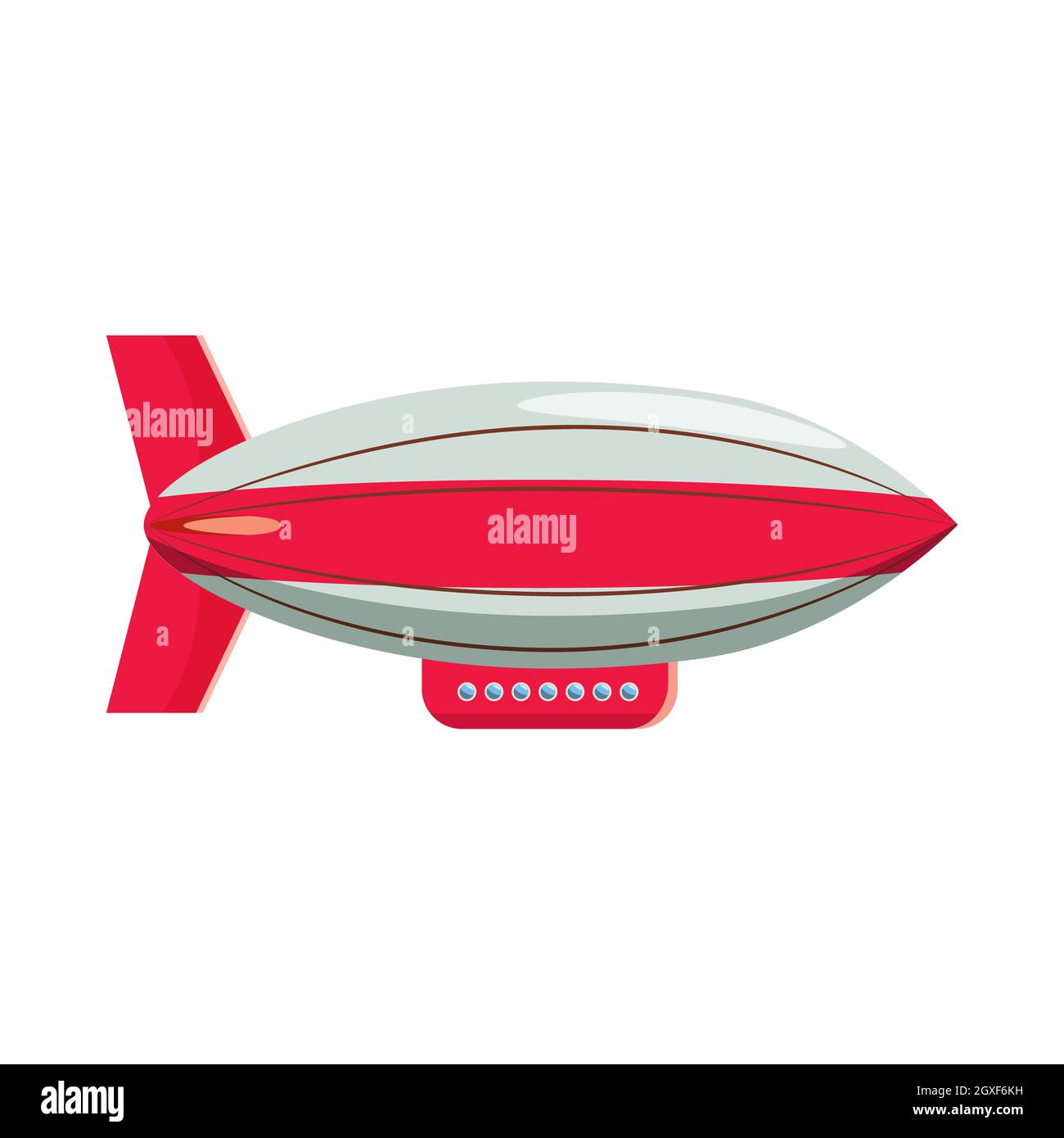 Luftschiff-Symbol im Cartoon-Stil isoliert auf weißem Hintergrund. Flugzeugsymbol Stockfoto