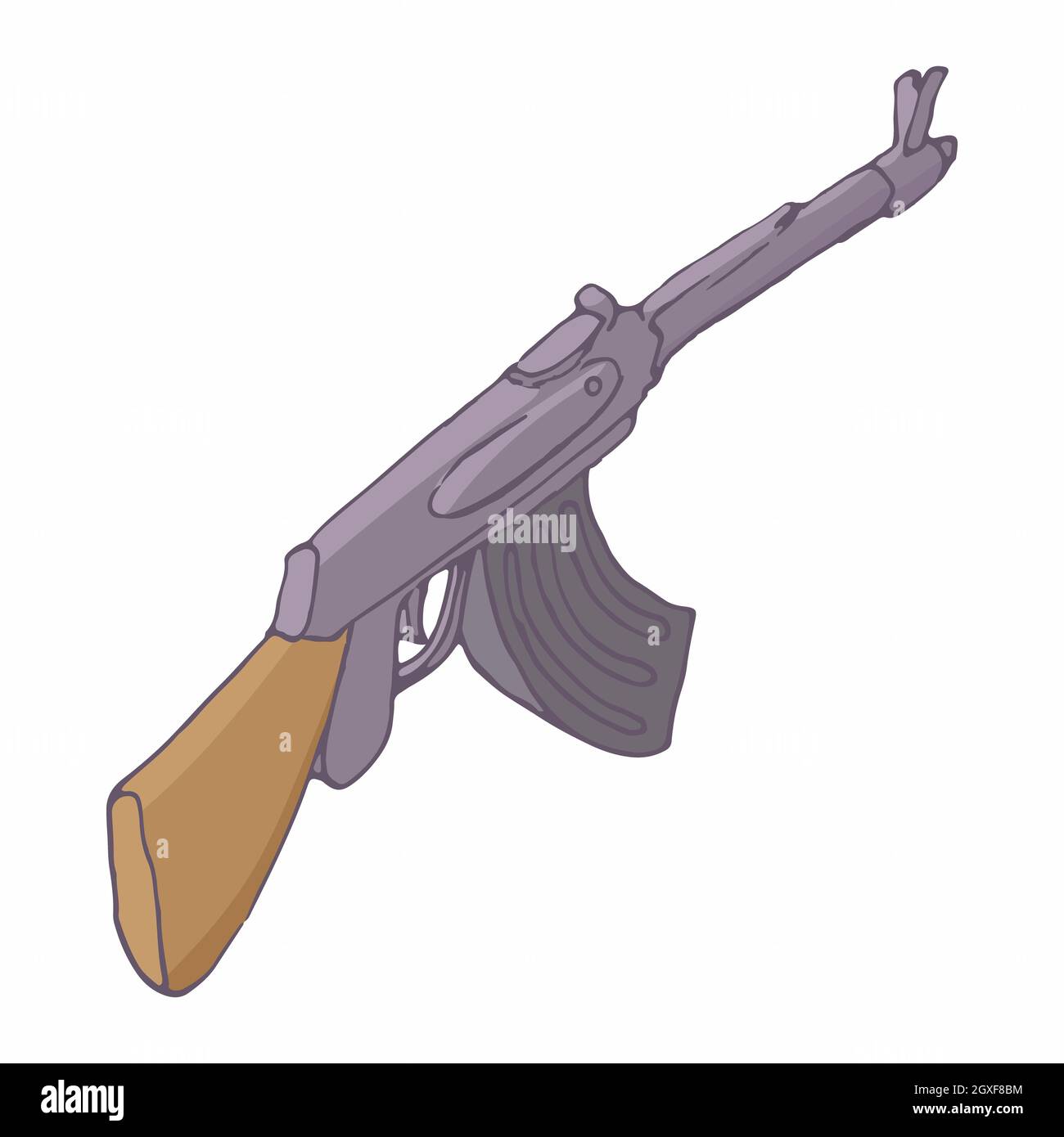 Automatische Maschine AK 47 Symbol in Cartoon-Stil auf weißem Hintergrund Stockfoto