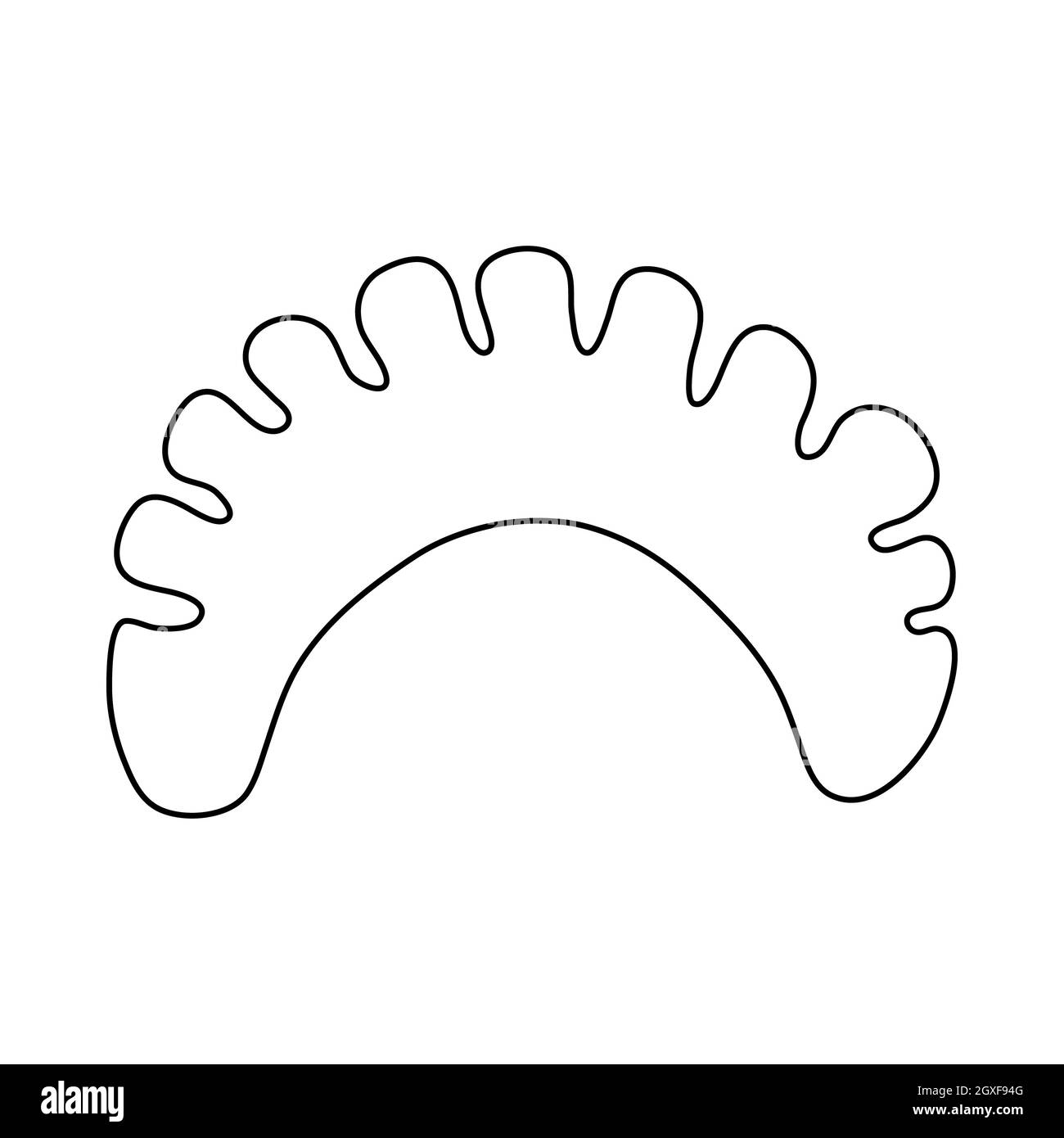 Cheburek-Symbol im Umriss-Stil auf weißem Hintergrund Stockfoto