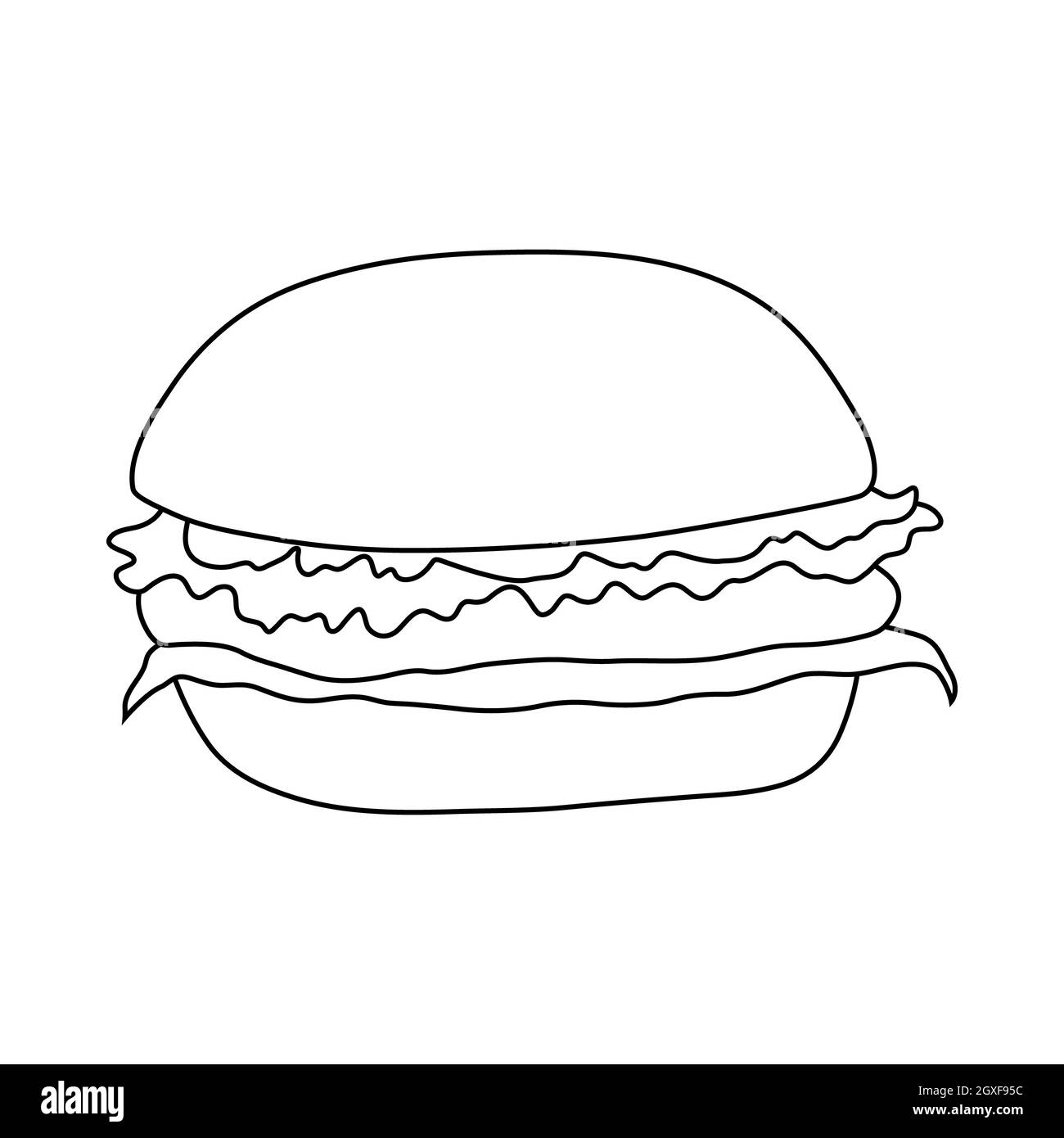 Hamburger-Symbol in Umrissform auf weißem Hintergrund Stockfoto