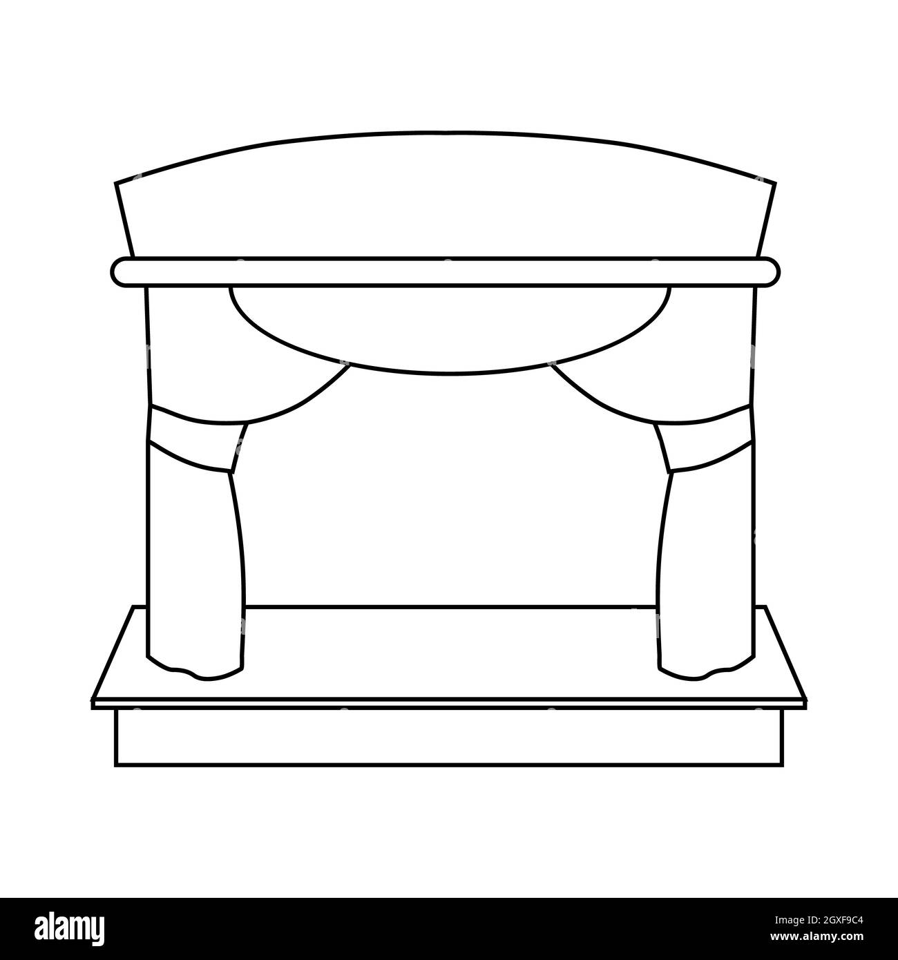 Theaterbühnensymbol in Umrissform auf weißem Hintergrund Stockfoto