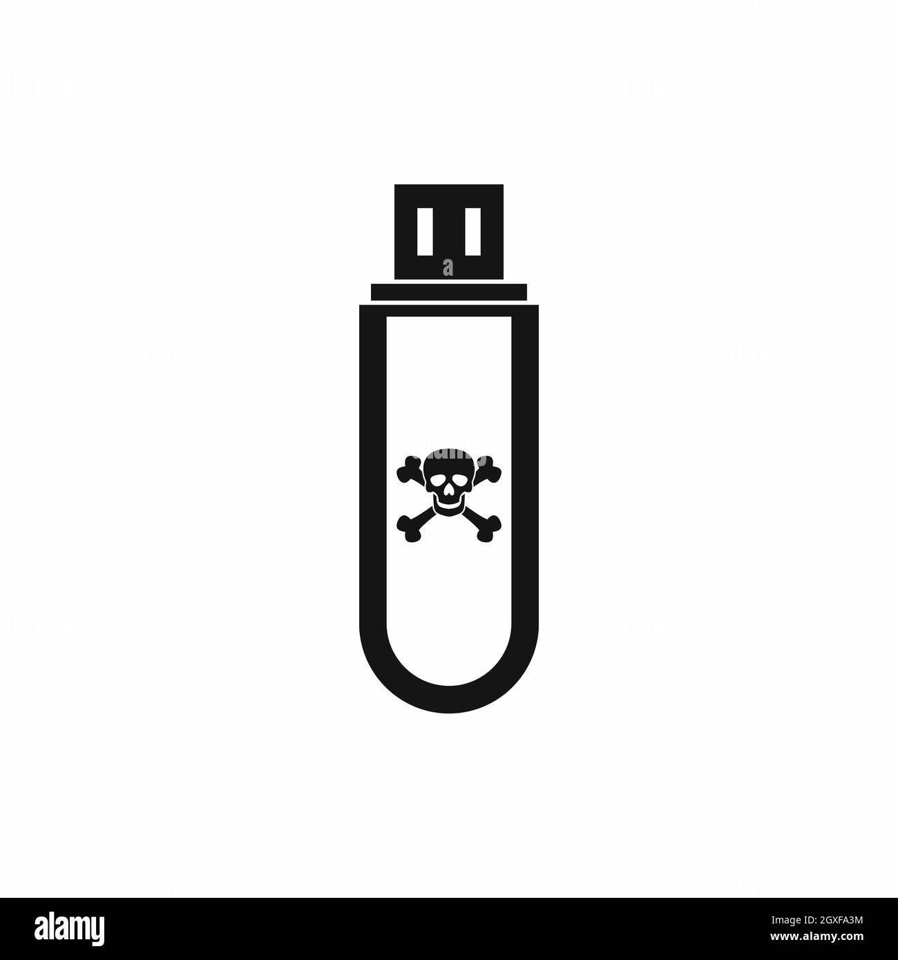 Infizierte USB-Flash-Laufwerk Symbol in einfachen Stil isoliert auf weißem Hintergrund Stockfoto