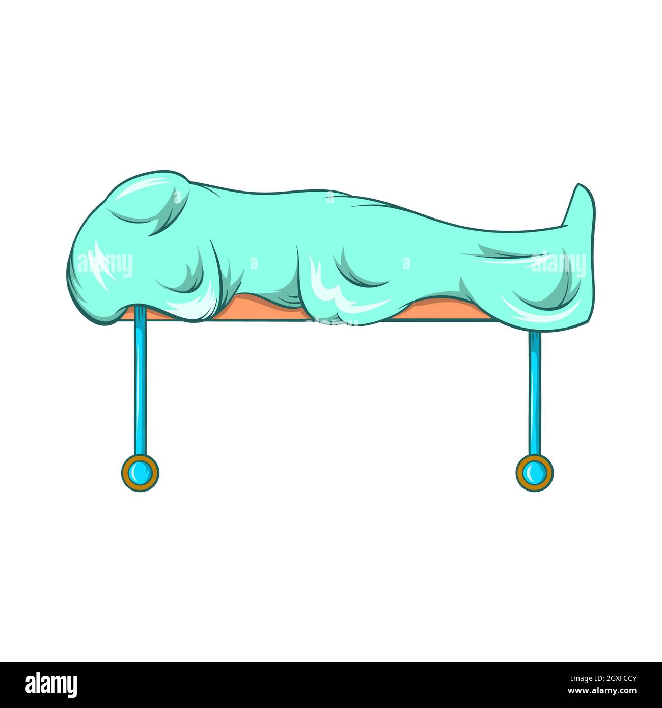 Dead on Trage Icon im Cartoon-Stil auf weißem Hintergrund isoliert. Todessymbol Stockfoto