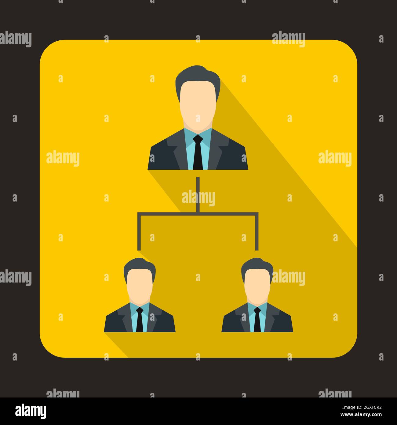 Unternehmen-Struktur-Symbol in flachen Stil auf einem gelben Hintergrund Stockfoto