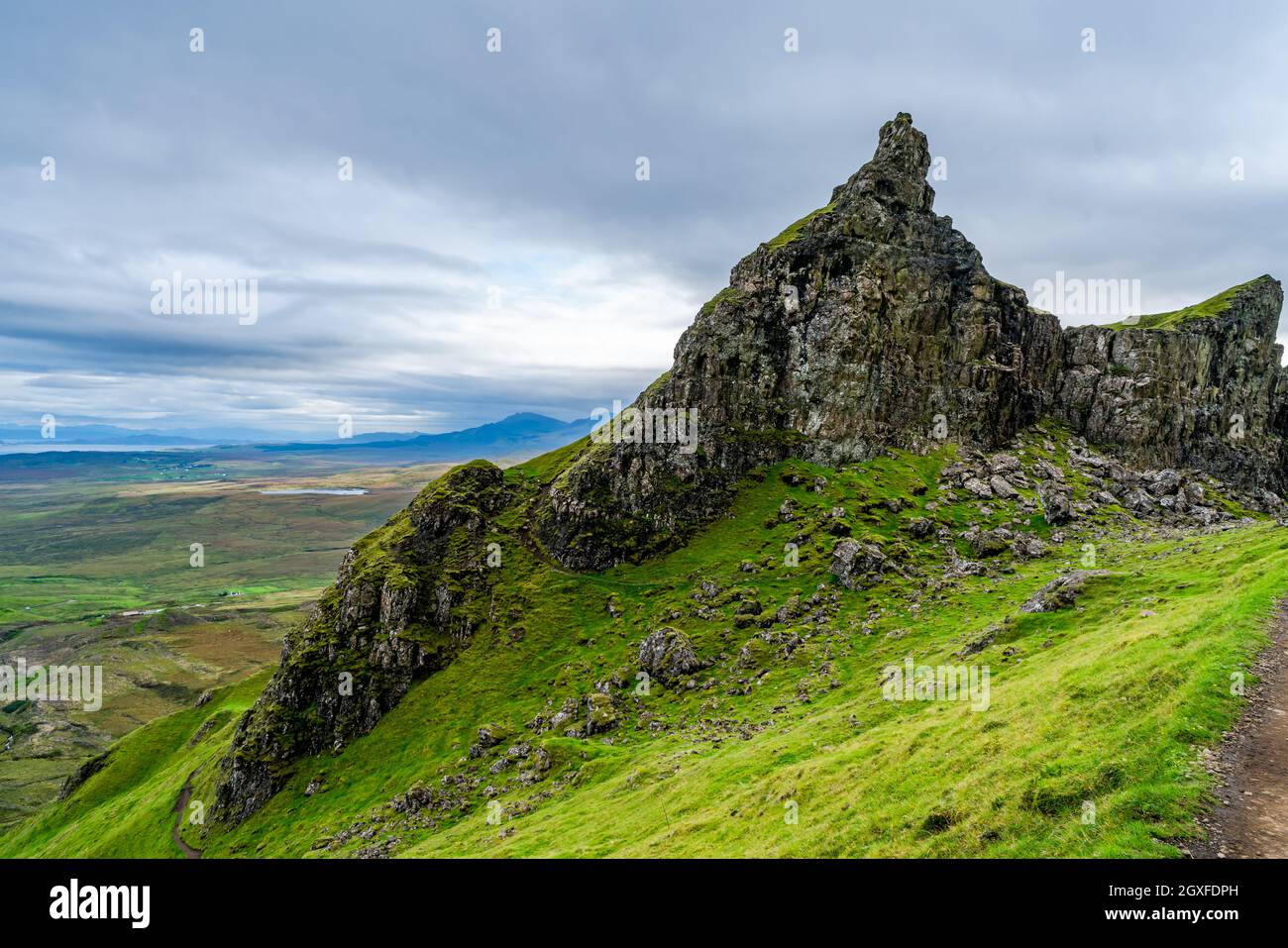 Wunderschöne Landschaft am Quiraing Pass auf Isle of Skye, Inner Hebrides, Schottland Stockfoto