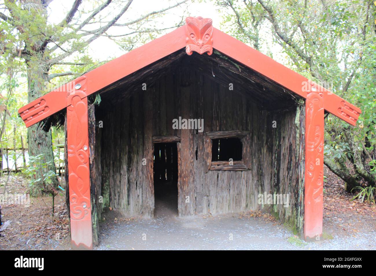 Maori Kultur und Holzkunst. Rotorua. Neuseeland. 16. November 2011 Stockfoto