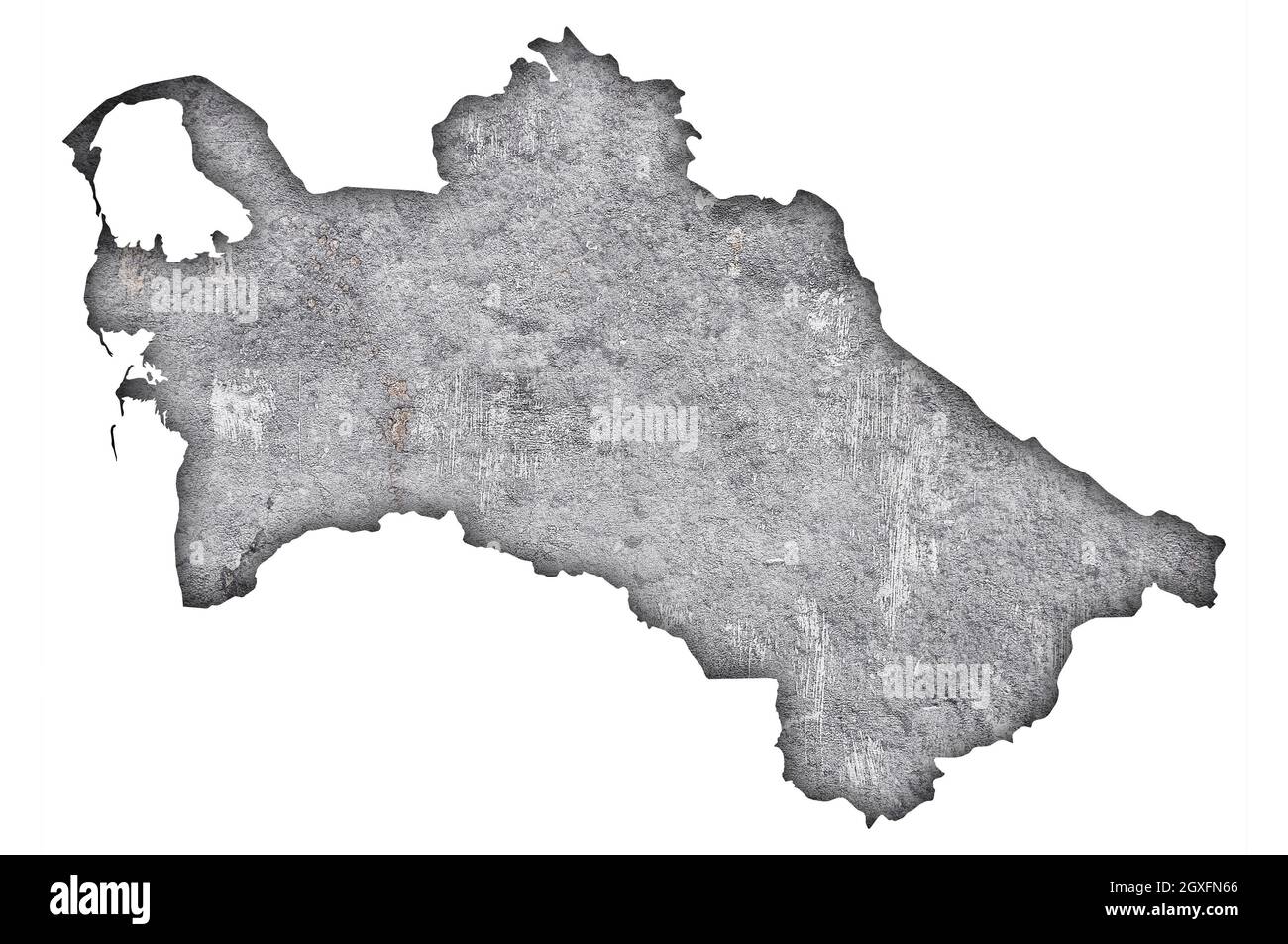 Karte von Turkmenistan auf verwittertem Beton Stockfoto