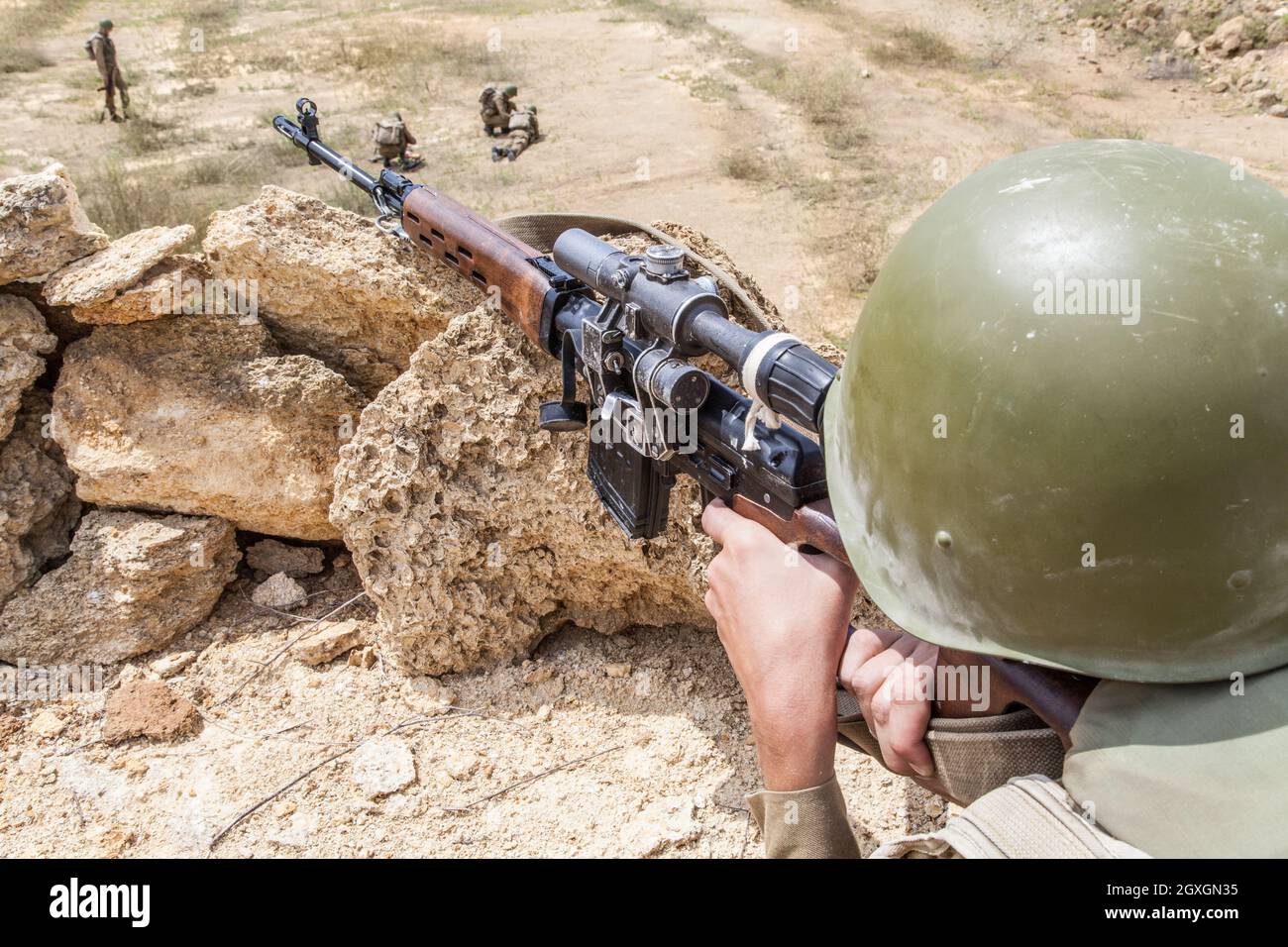 Sowjetischer Fallschirmjäger in Afghanistan während des sowjetischen Afghanistankrieges Stockfoto
