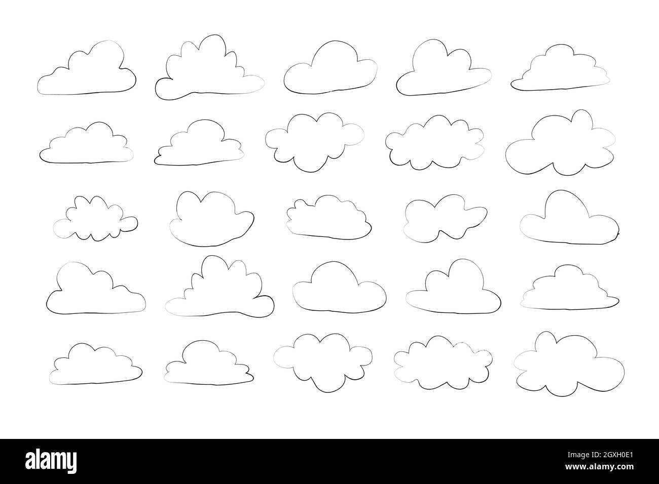 Wolke im handgezeichneten Doodle-Sketch-Stil, einfache Umrisse Wolken Stock Vektor