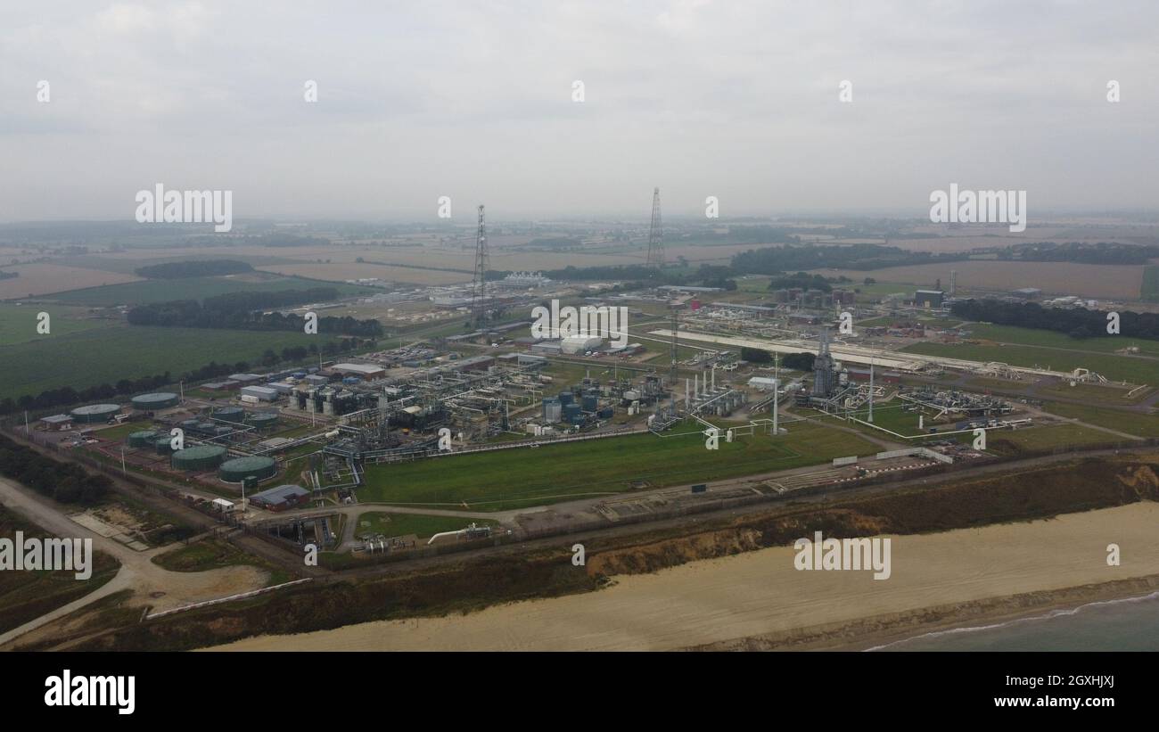 Bacton Gas Terminal Norfolk England Luftaufnahme Stockfoto