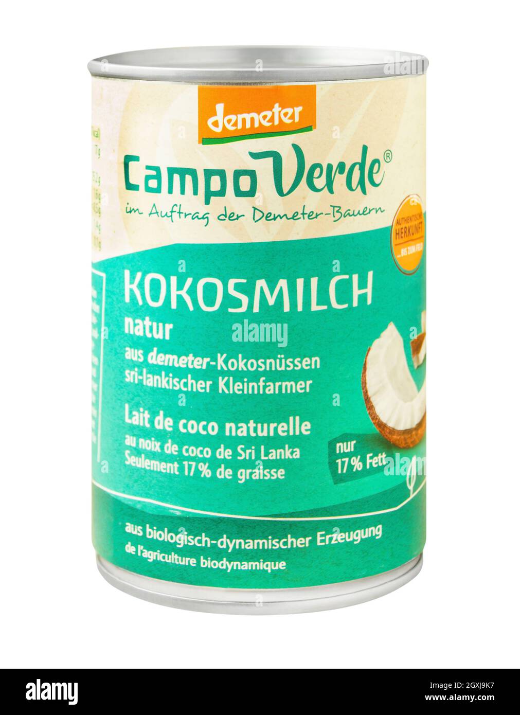 Hamburg, Deutschland - August 15 2021: Kokosmilch Campo Verde Demeter Stockfoto