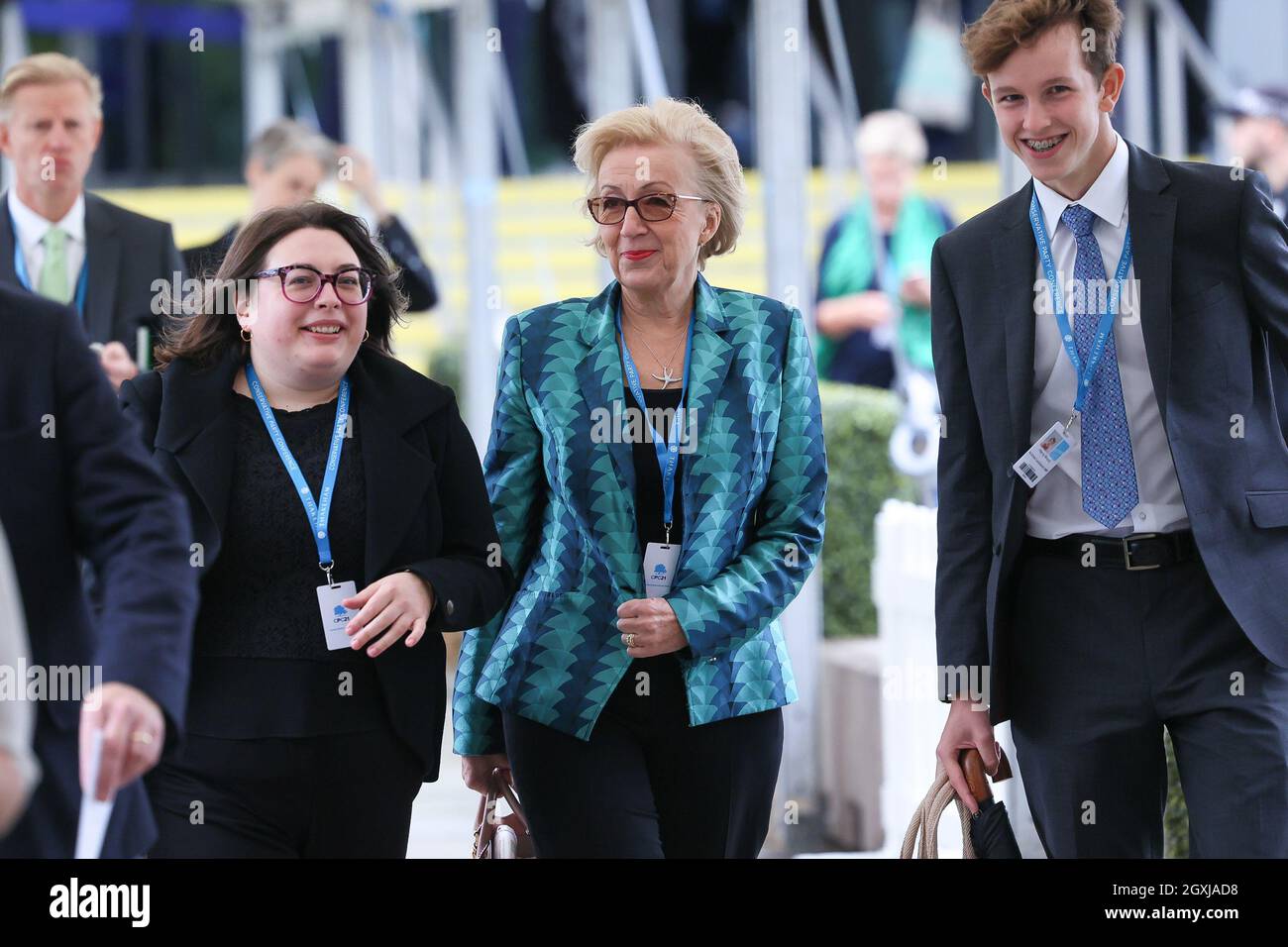 MANCHESTER, GROSSBRITANNIEN. 5. OKTOBER Andrea Leadsom MP, ehemalige Staatssekretärin für Wirtschaft, Energie und Industriestrategie, am dritten Tag der Konferenz der Konservativen Partei in Manchester Central, Manchester, am Dienstag, den 5. Oktober 2021. (Kredit: MI Nachrichten) Kredit: MI Nachrichten & Sport /Alamy Live Nachrichten Stockfoto