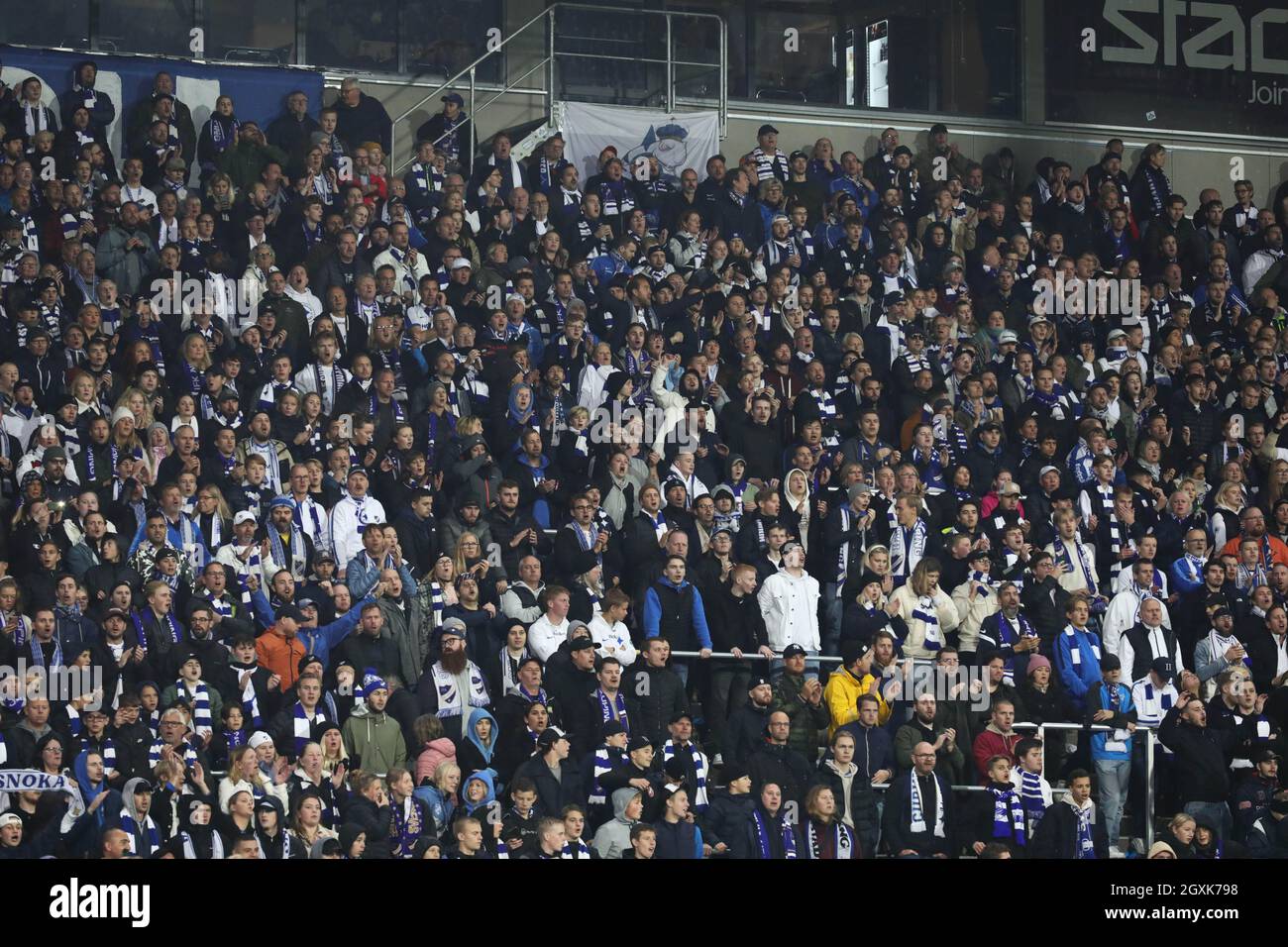 Publikum beim Sonntagsspiel in Allsvenskan zwischen IFK Norrköping-Hammarby IF in der Platinumcars Arena, Norrköping, Schweden 3. Oktober 2021. Stockfoto