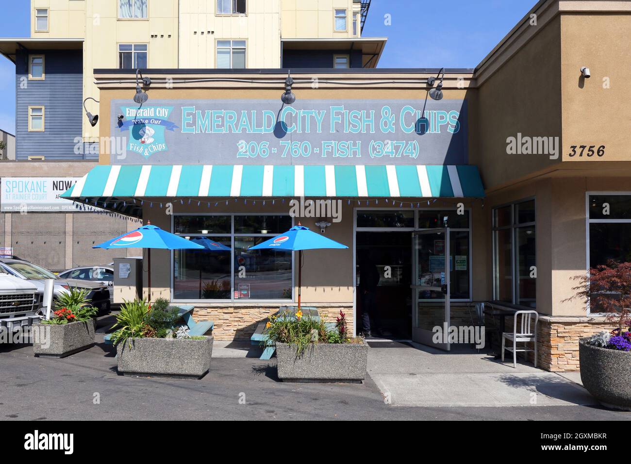 Emerald City Fish & Chips, 3756 Rainier Ave S, Seattle Foto von einem frittierten Fischrestaurant im Mt. Baker Nachbarschaft. washington Staat Stockfoto