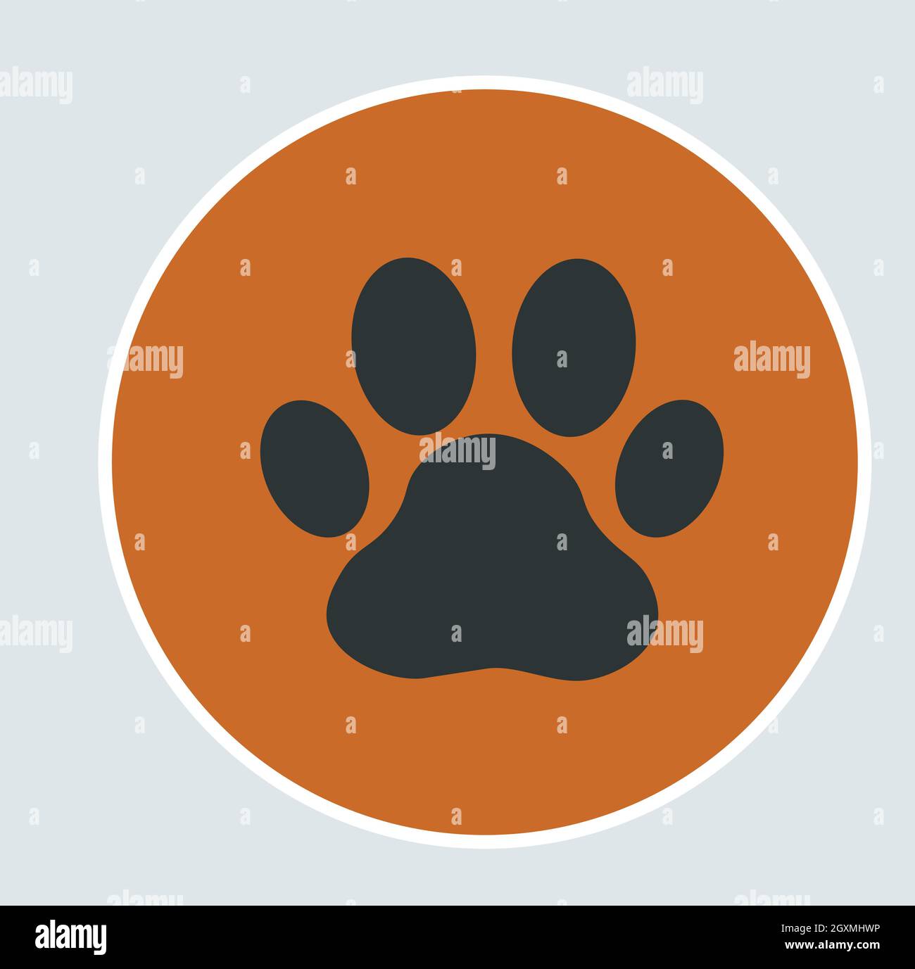 Wunderschöne weiße Katzenpfote auf blauem Hintergrund. Stock Vektor