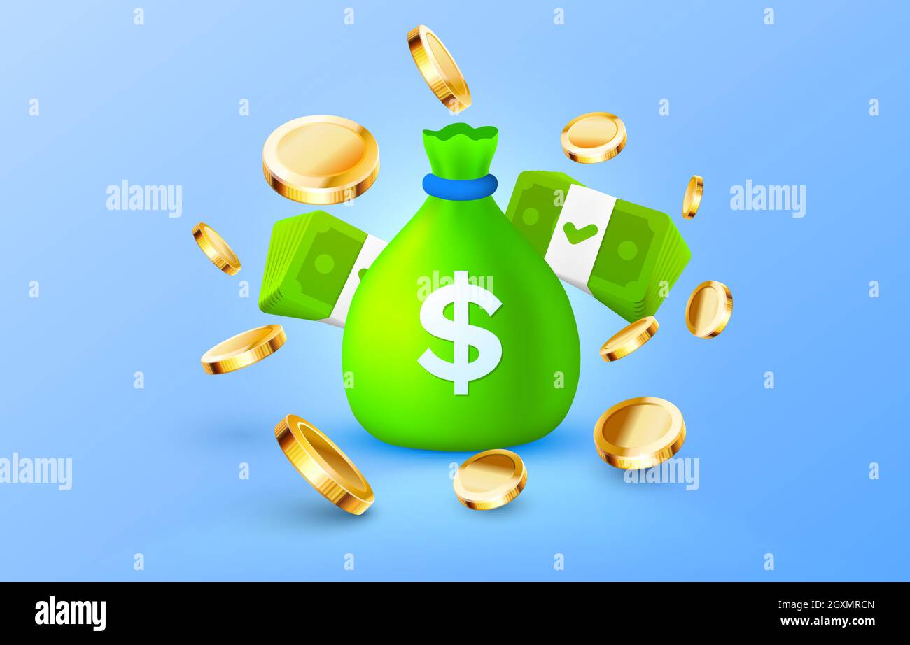 Dollar-Münzen Stapel, goldenes Paket, Symbol speichern. Vektorgrafik Stock Vektor